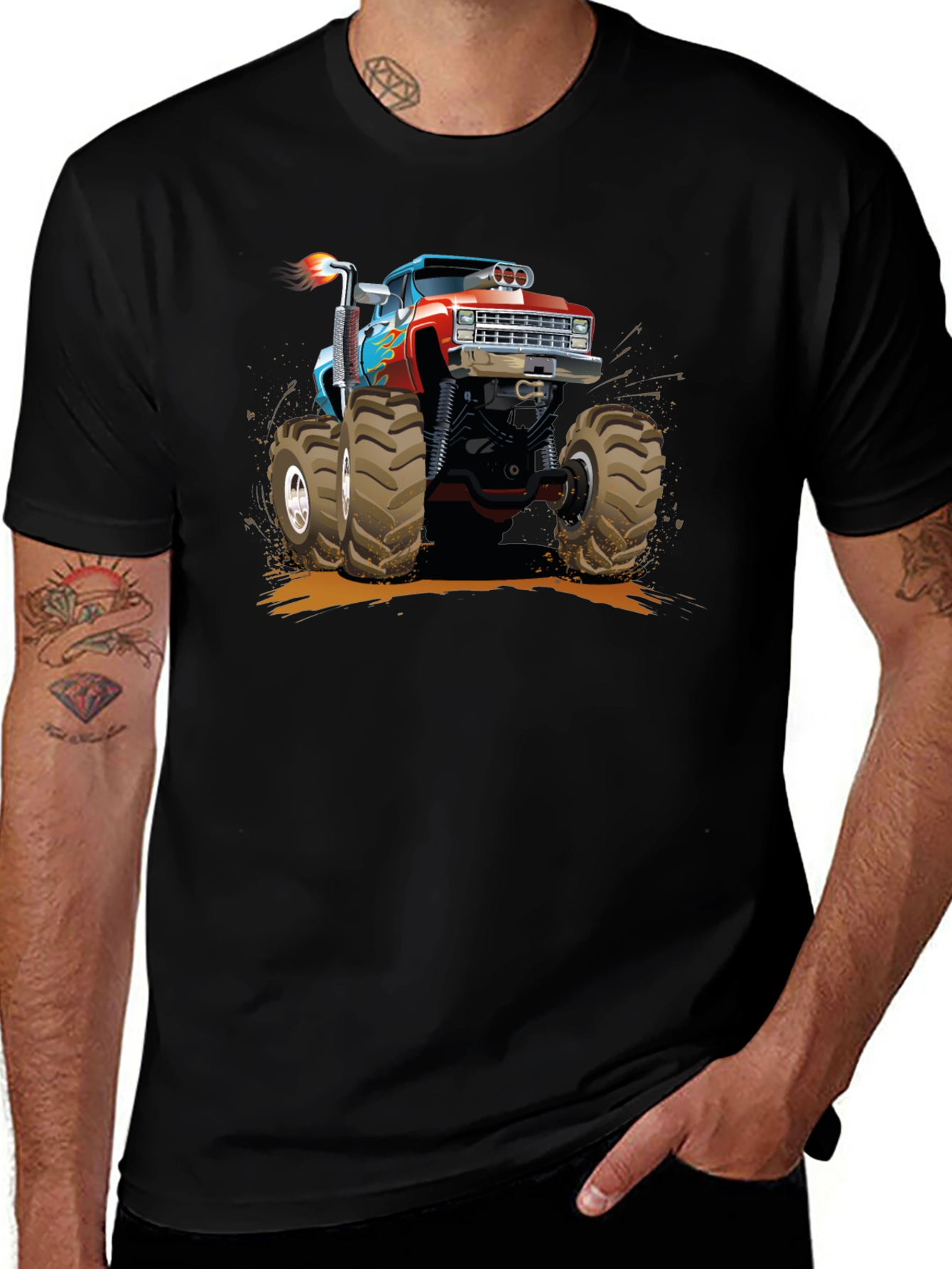 Variant 18 of Monster Truck Graphic Tee - Black Cotton T-Shirt