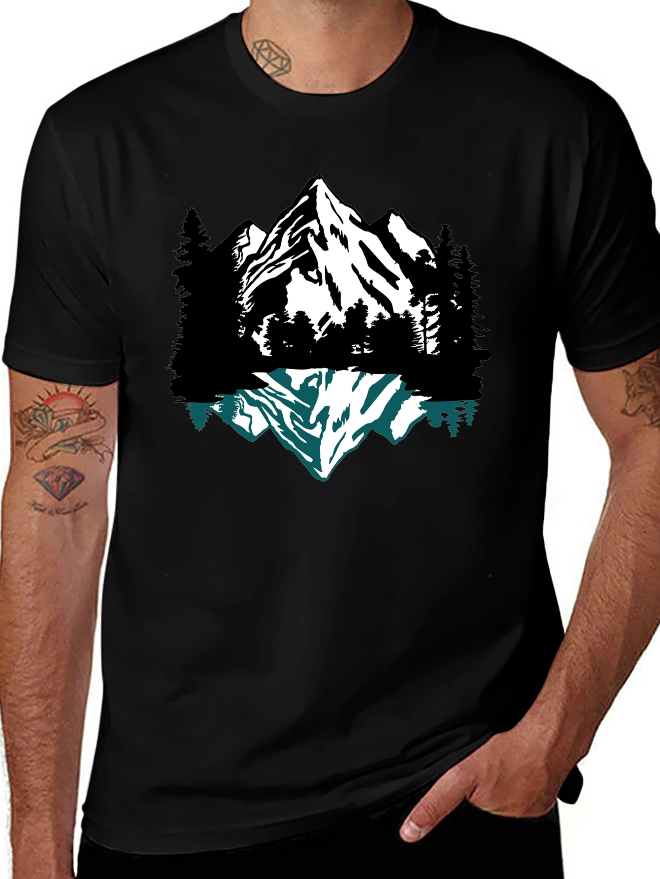 Variant 20 of Mountain Reflection Graphic Tee - Black