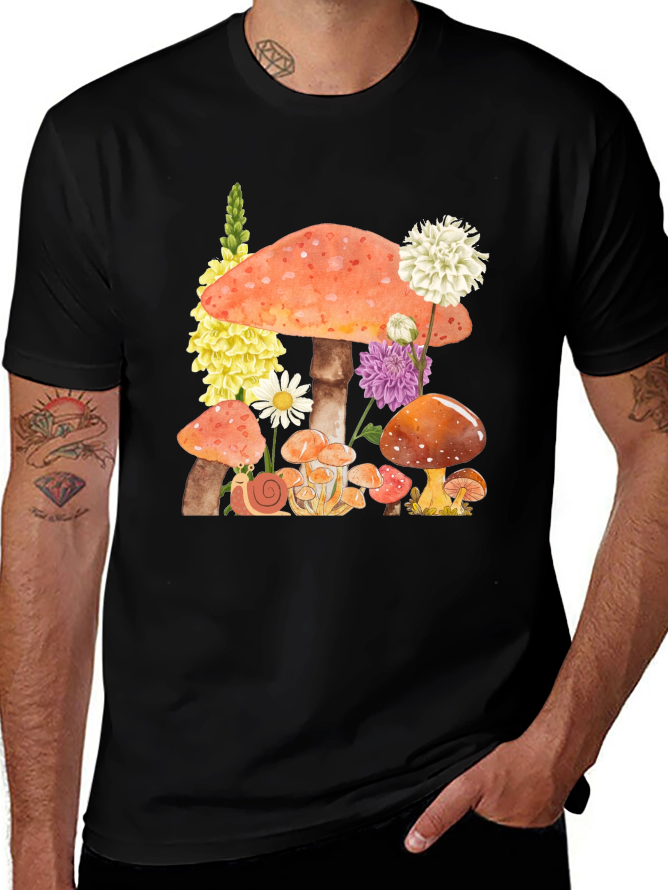 Variant 2 of Mushroom Floral Print Graphic Tee