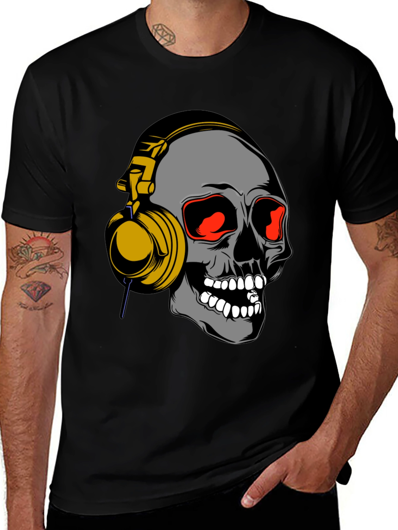 Variant 5 of Skull Graphic Tee - Music Lover's T-Shirt