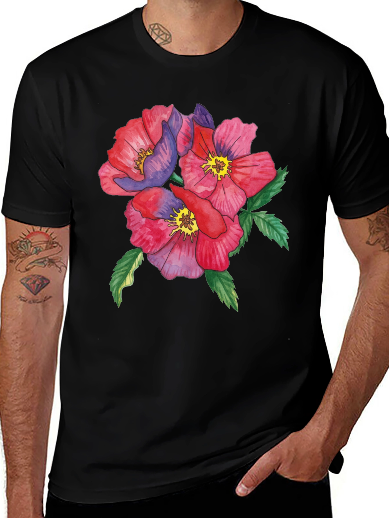 Variant 16 of Floral Watercolor Graphic Print T-Shirt