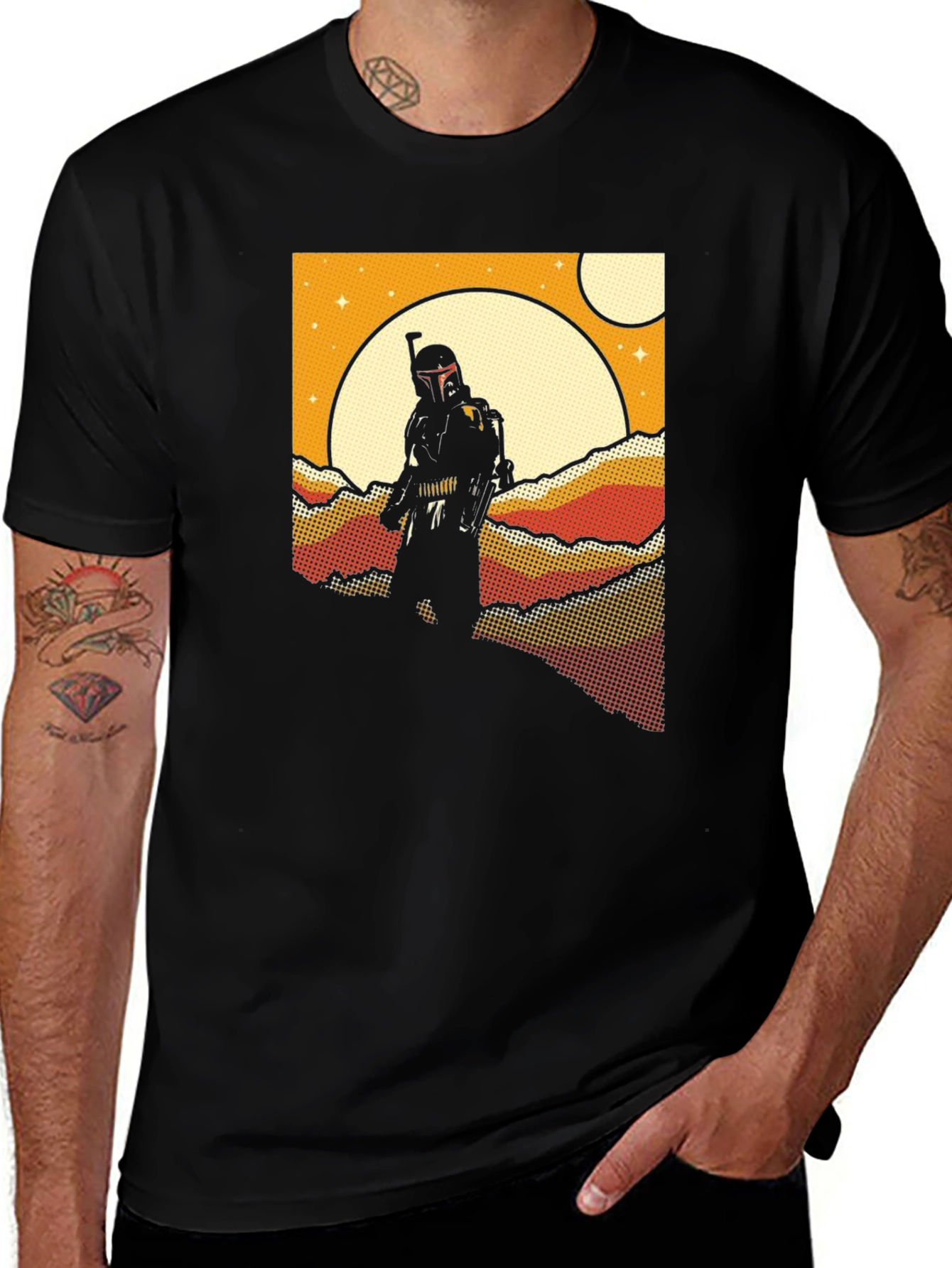 Variant 28 of Retro Sci-Fi T-Shirt: Bounty Hunter Scene