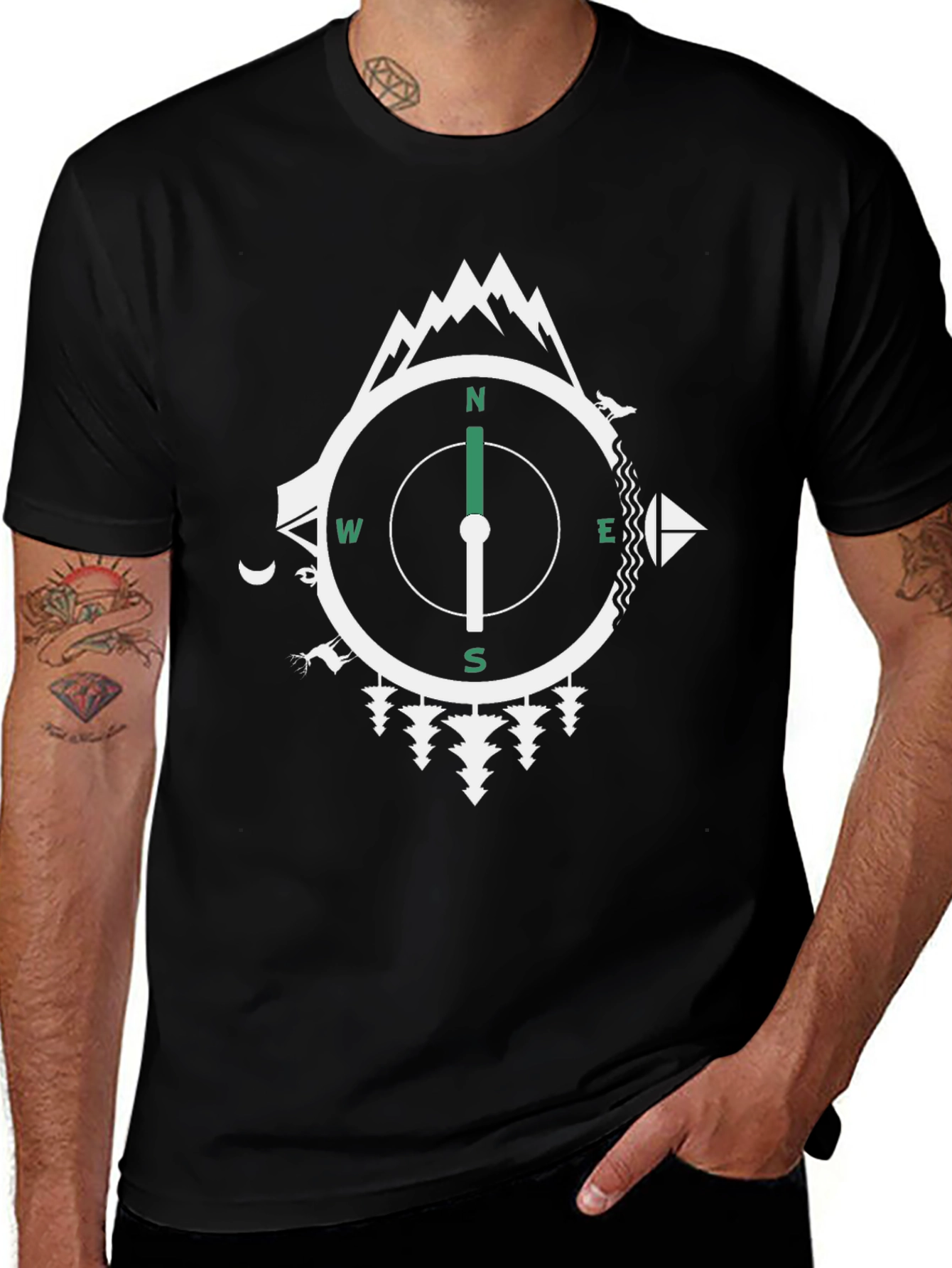 Variant 29 of Adventure Compass Graphic Tee - Black