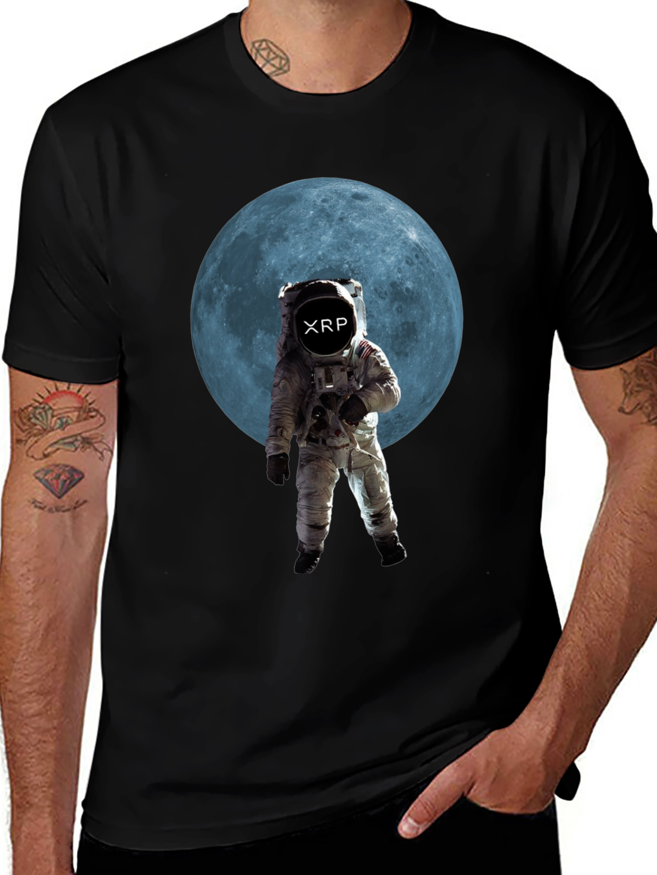 Variant 6 of Astronaut Moon XRP Black T-Shirt