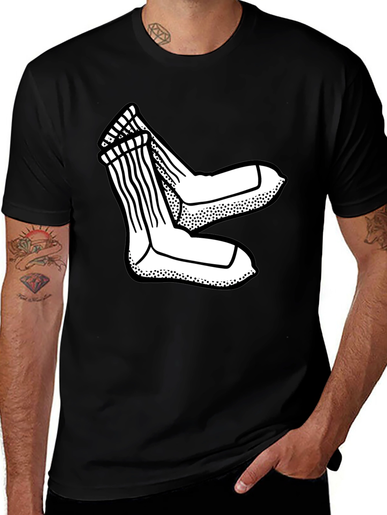 Variant 25 of Novelty Socks Graphic Tee - Casual Style