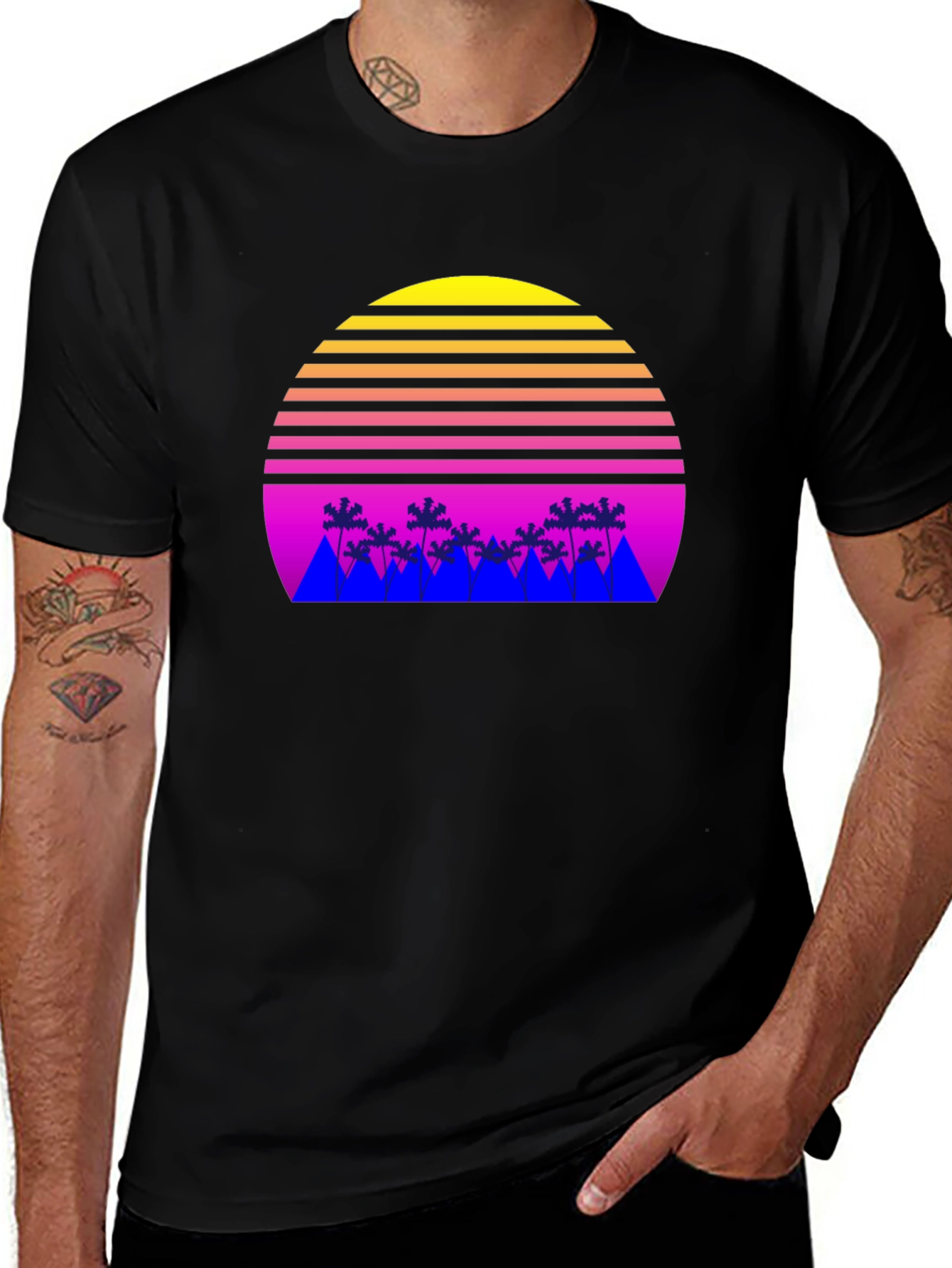 Variant 13 of Retro Sunset Palm Tree T-Shirt