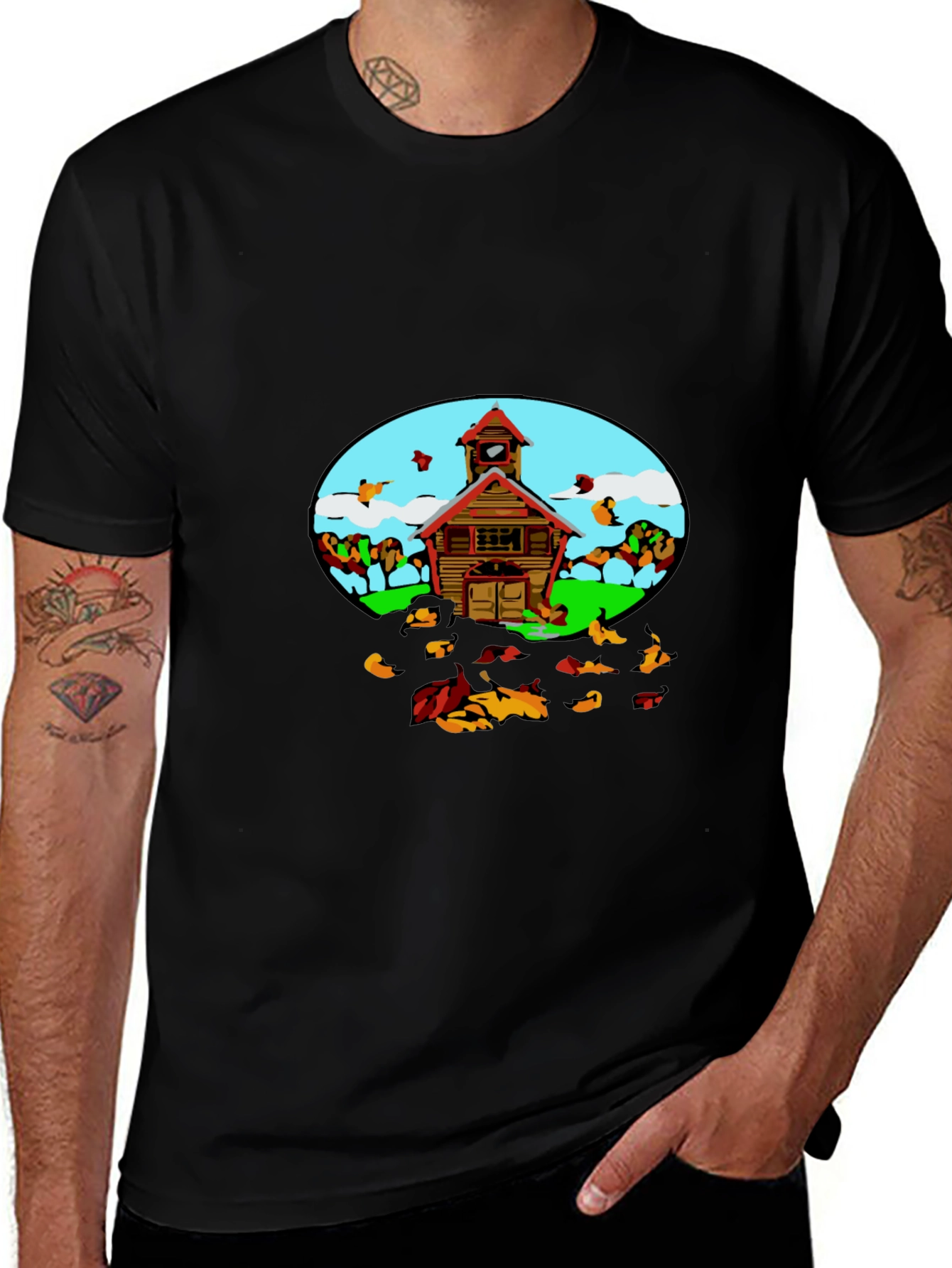 Variant 22 of Cartoon Schoolhouse T-Shirt - Fun Graphic Tee