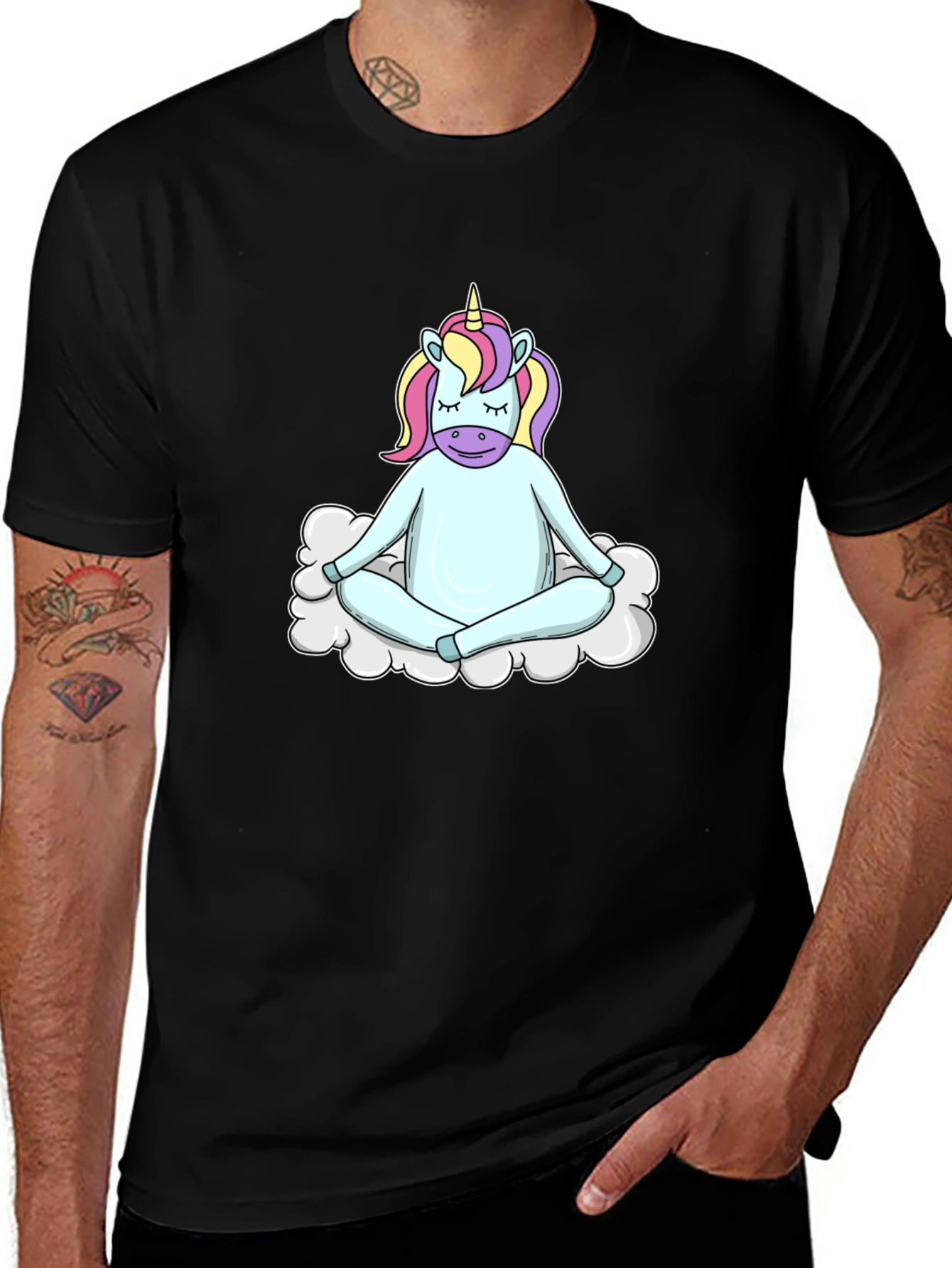 Variant 26 of Meditating Unicorn T-Shirt - Zen Cloud Design