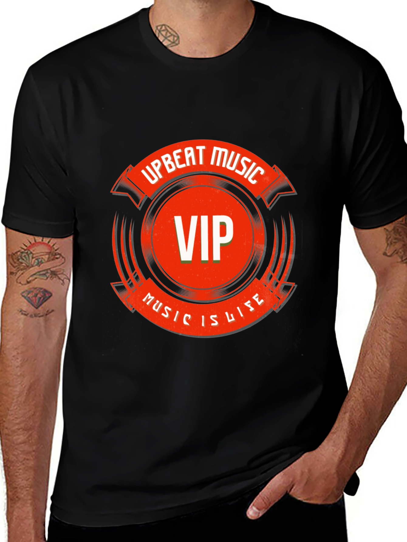 Variant 27 of Upbeat Music VIP Black Graphic Tee