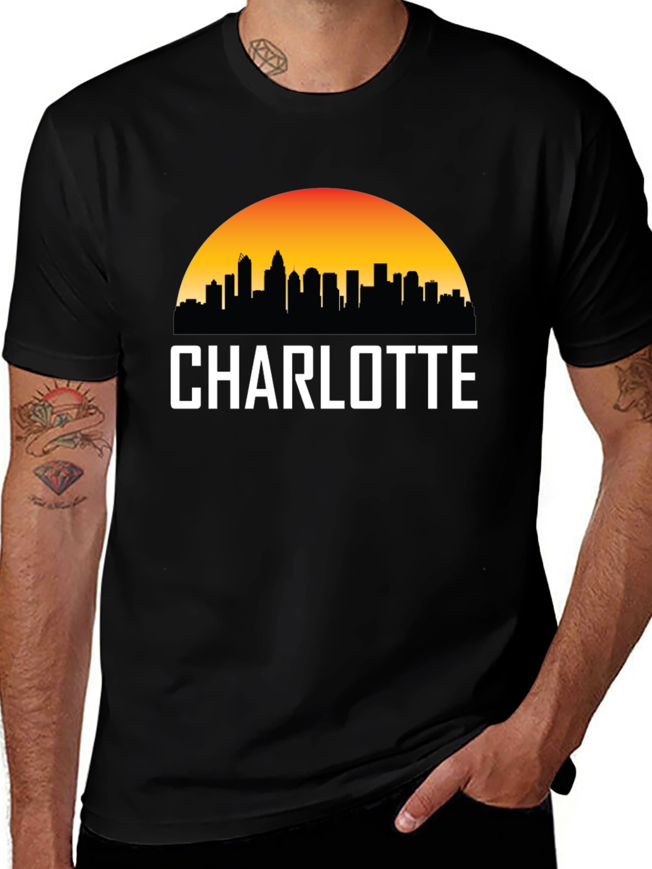 Charlotte Skyline Black T-Shirt