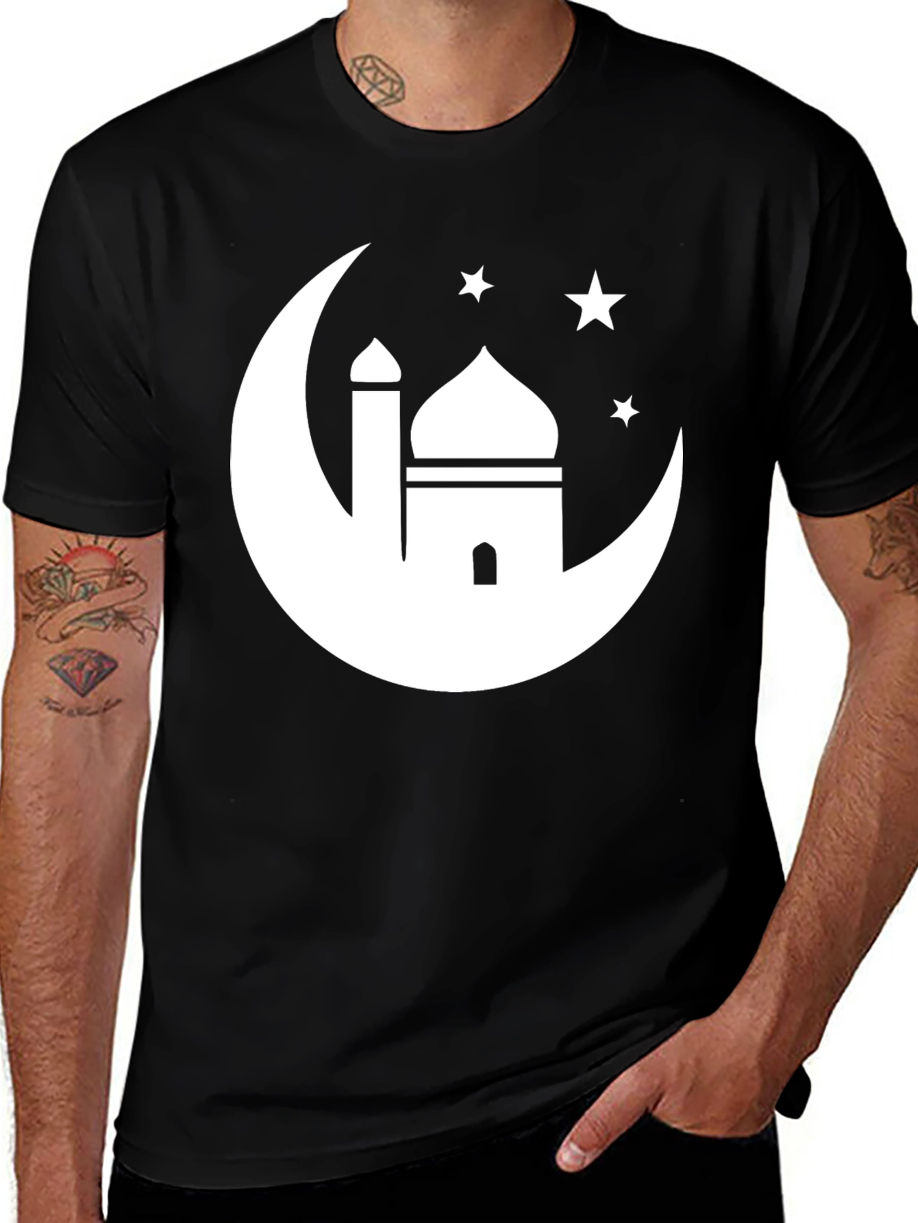 Variant 10 of Mosque Moon Star Graphic Tee - Black