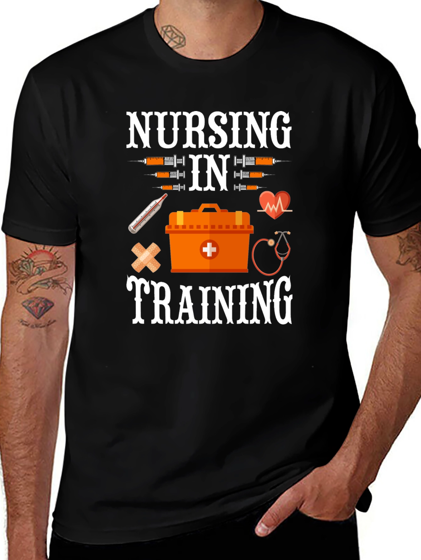 Variant 26 of Nursing in Training Black Graphic T-Shirt