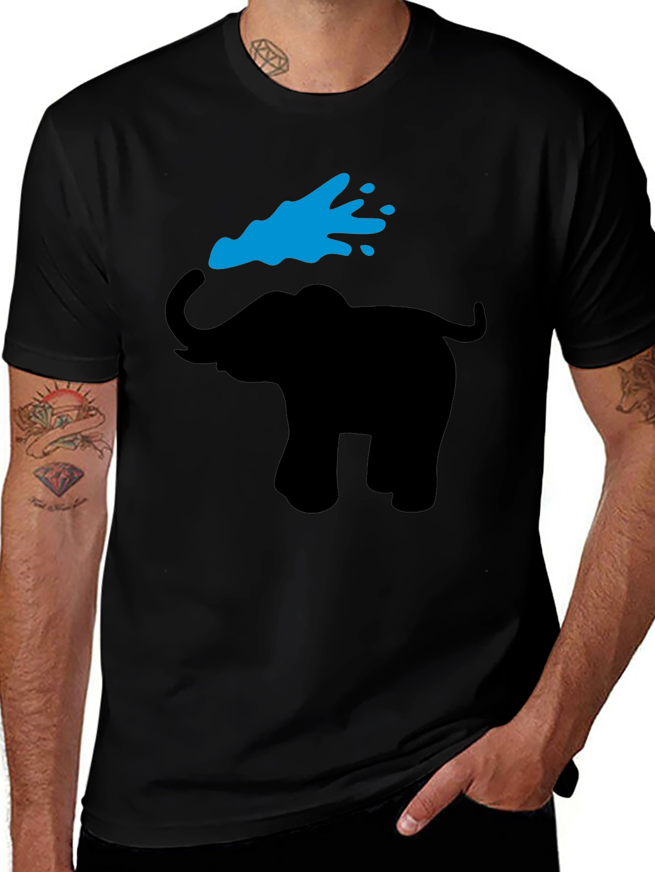 Black Elephant Graphic Tee - Black Cotton T-Shirt main image
