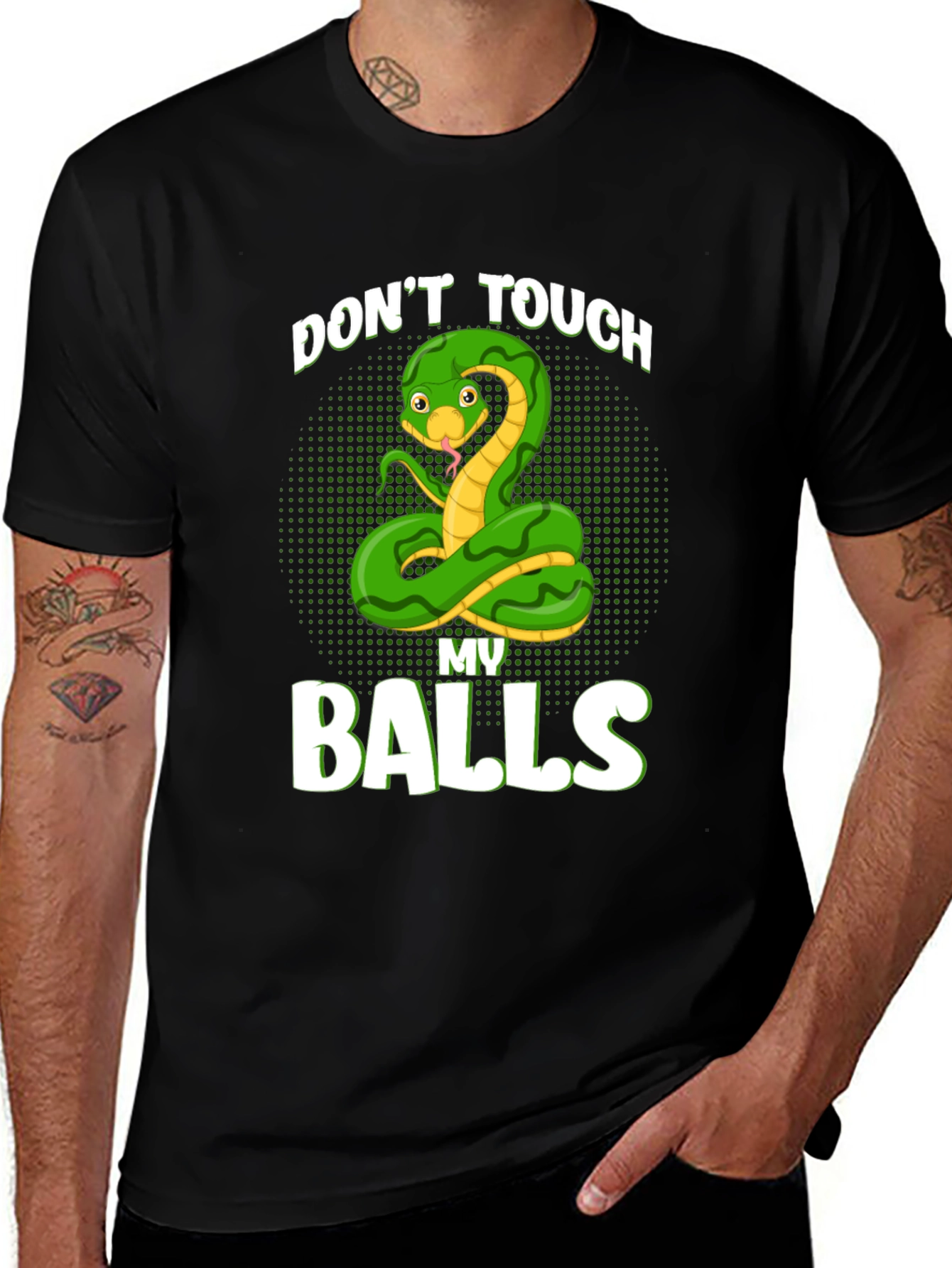 Variant 16 of Don't Touch My Balls Funny Snake Graphic T-Shirt