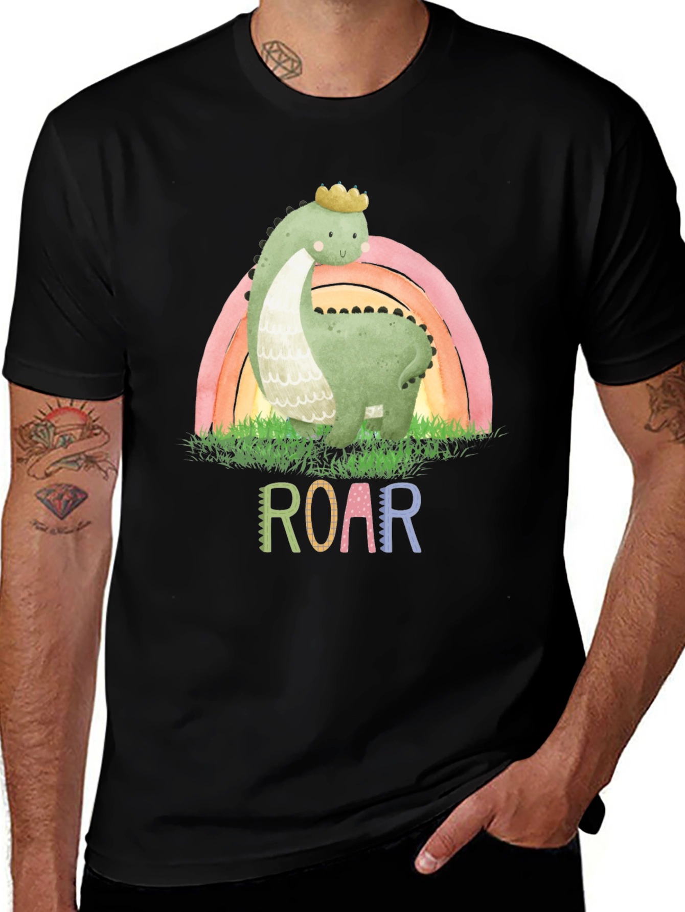 Variant 6 of Cute Dinosaur T-Shirt - Rainbow Brontosaurus
