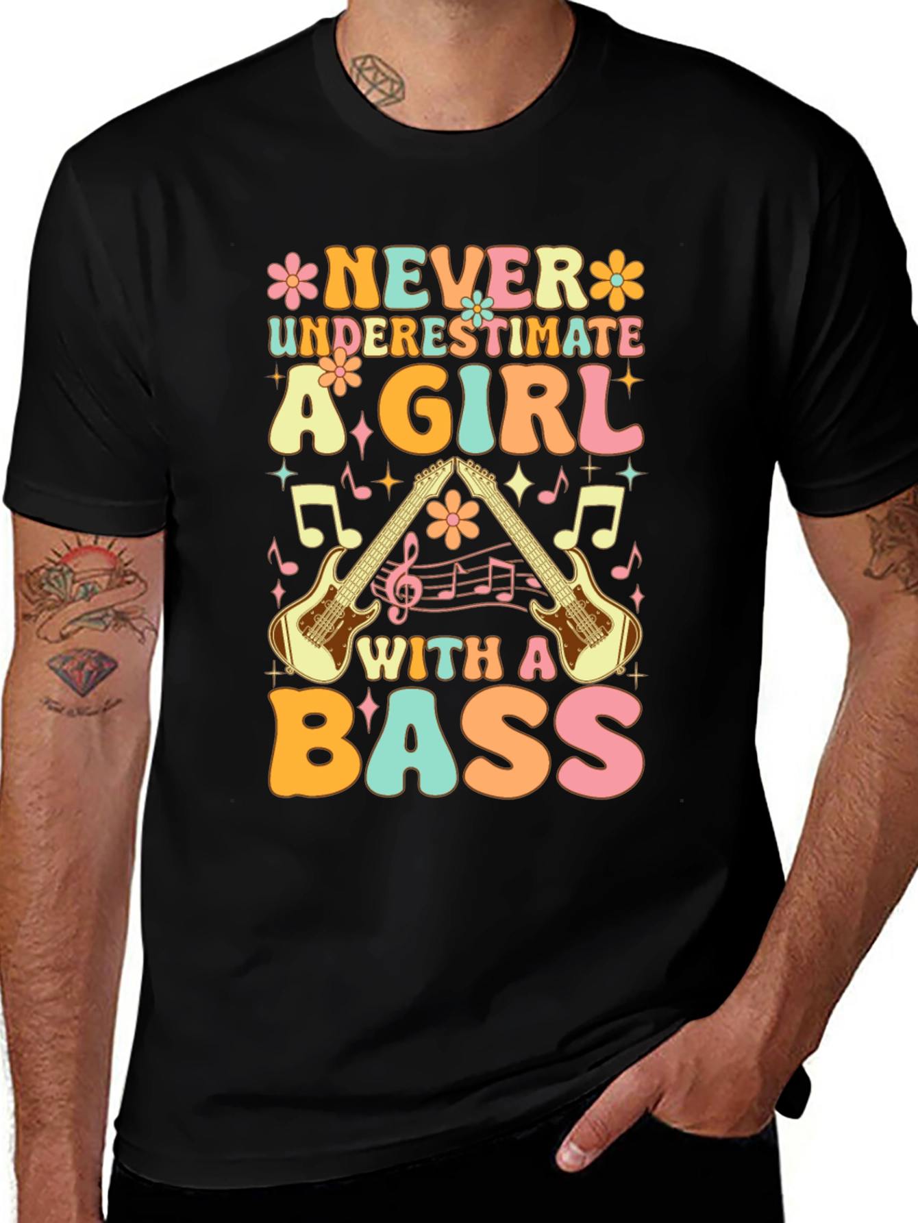 Variant 9 of Never Underestimate a Girl with a Bass T-Shirt
