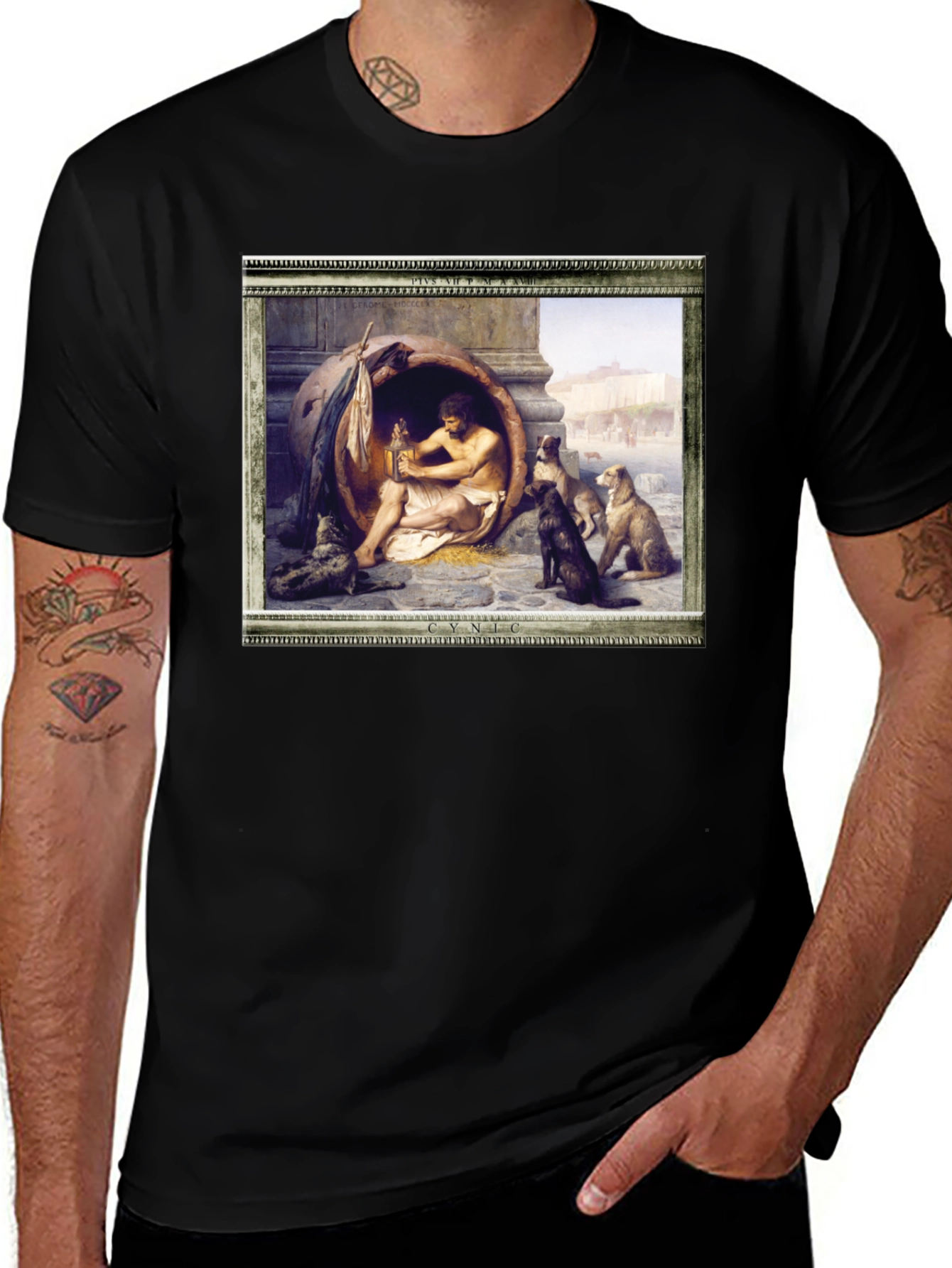 Variant 24 of Cynic Diogenes in a Tub T-Shirt - Philosophic Style
