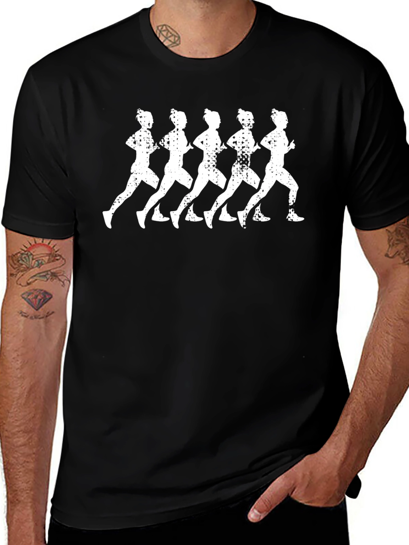 Variant 13 of Runners Graphic Tee - Black Cotton Blend Comfort