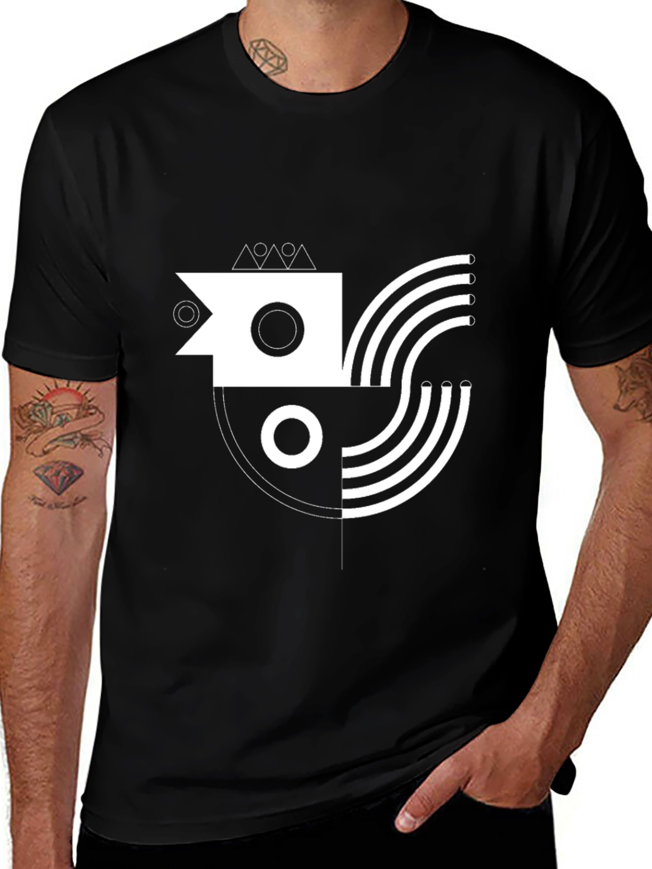 Variant 28 of Abstract Graphic Print Black T-Shirt