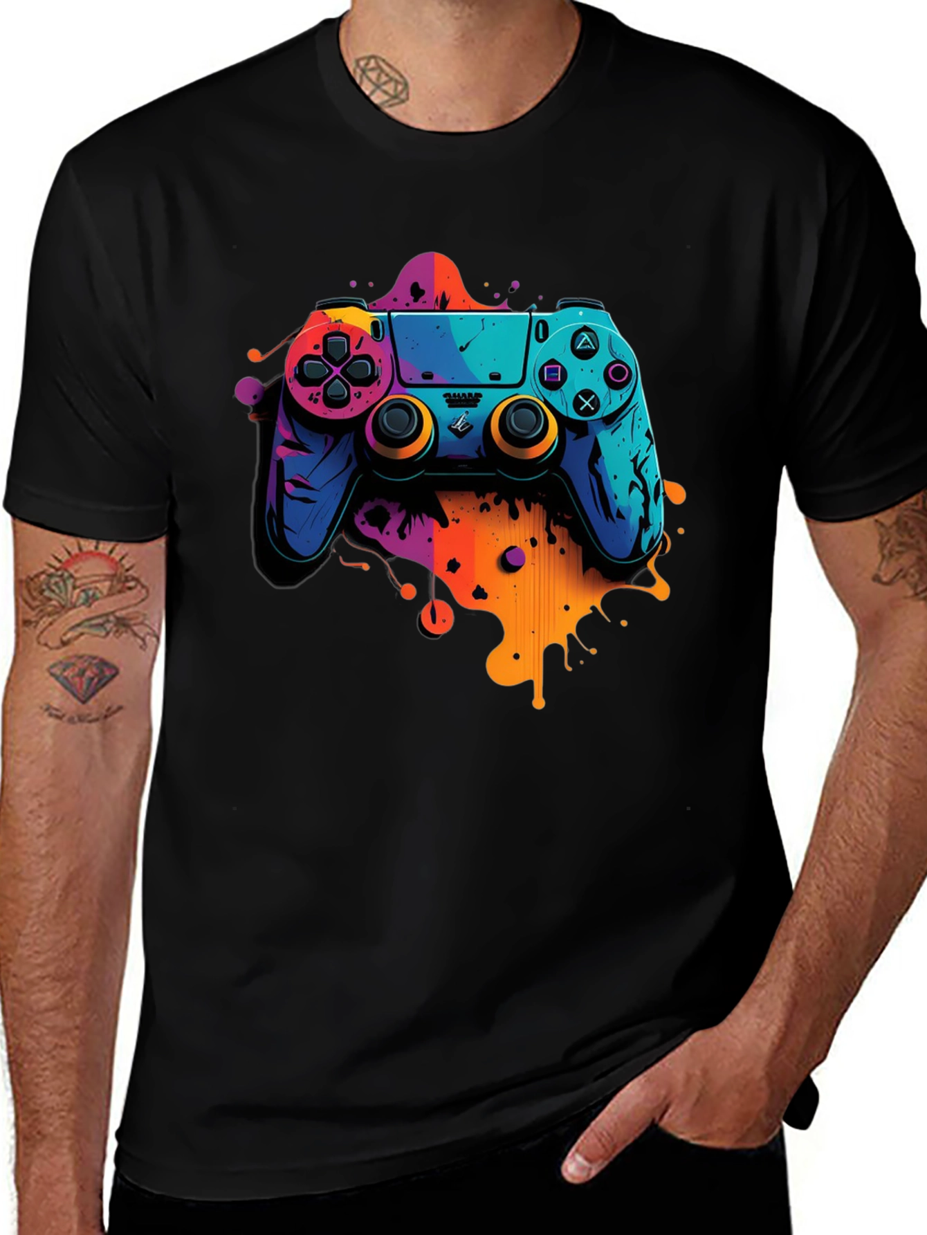 Variant 19 of Gamer T-Shirt - Colorful Controller Design