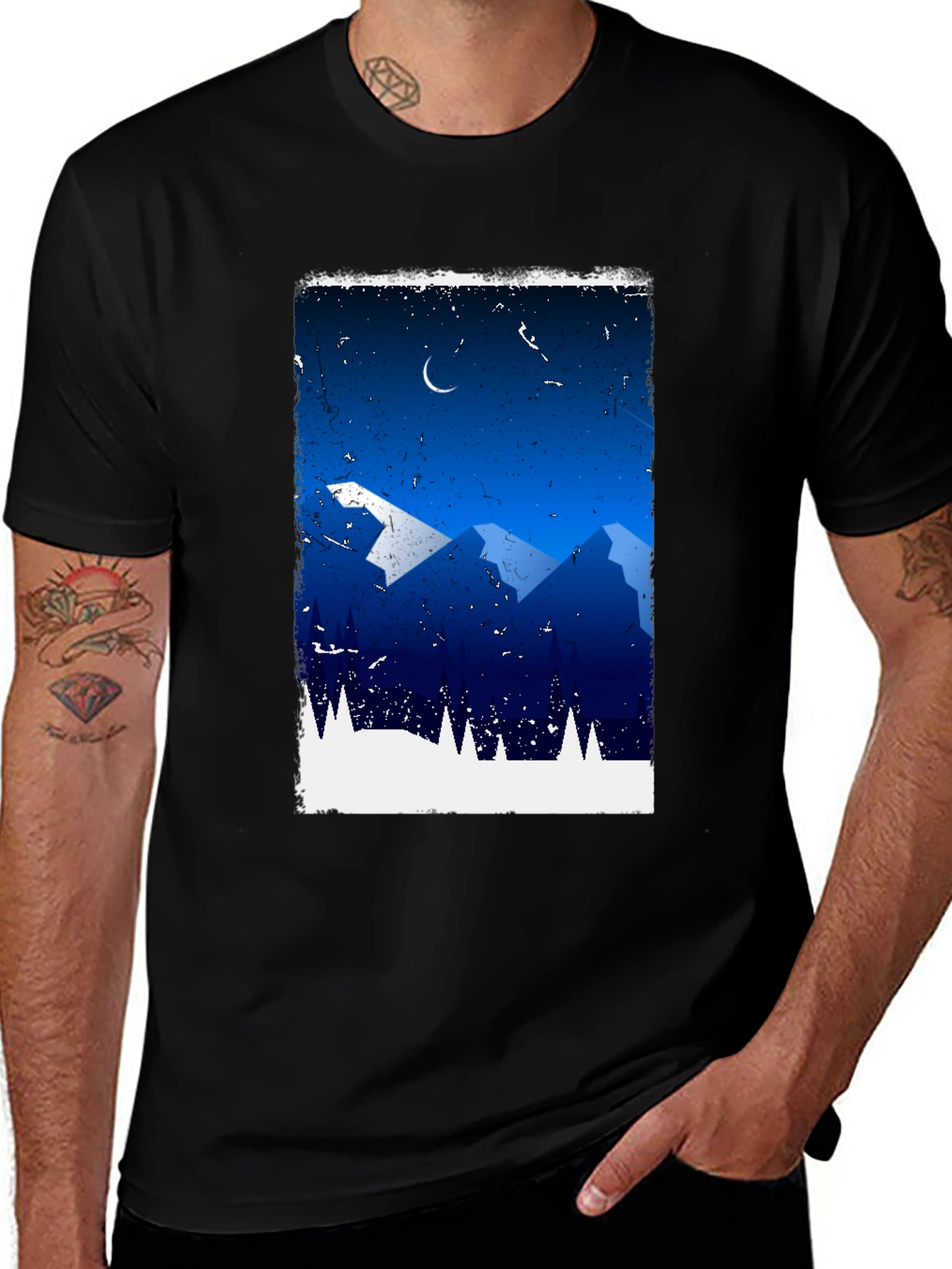 Variant 24 of Mountain Scene Graphic Tee - Black
