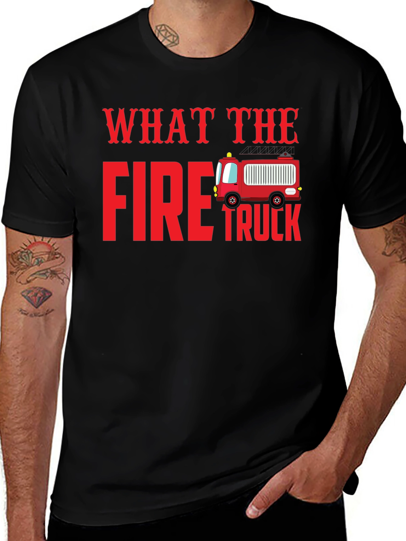 Variant 7 of What The Fire Truck Black Graphic Tee