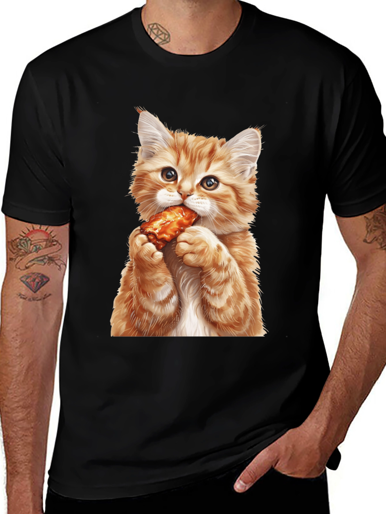 Variant 6 of Cat Eating Chicken Wing T-Shirt