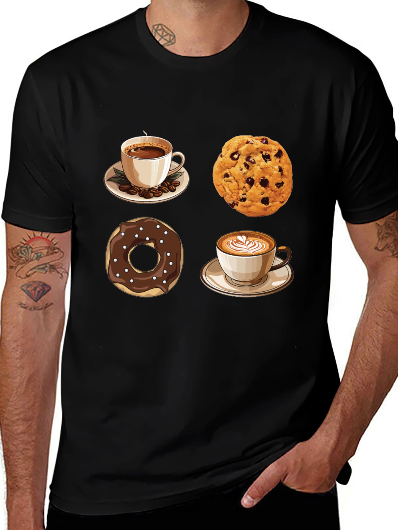 Variant 29 of Coffee and Sweets Graphic Tee - Black