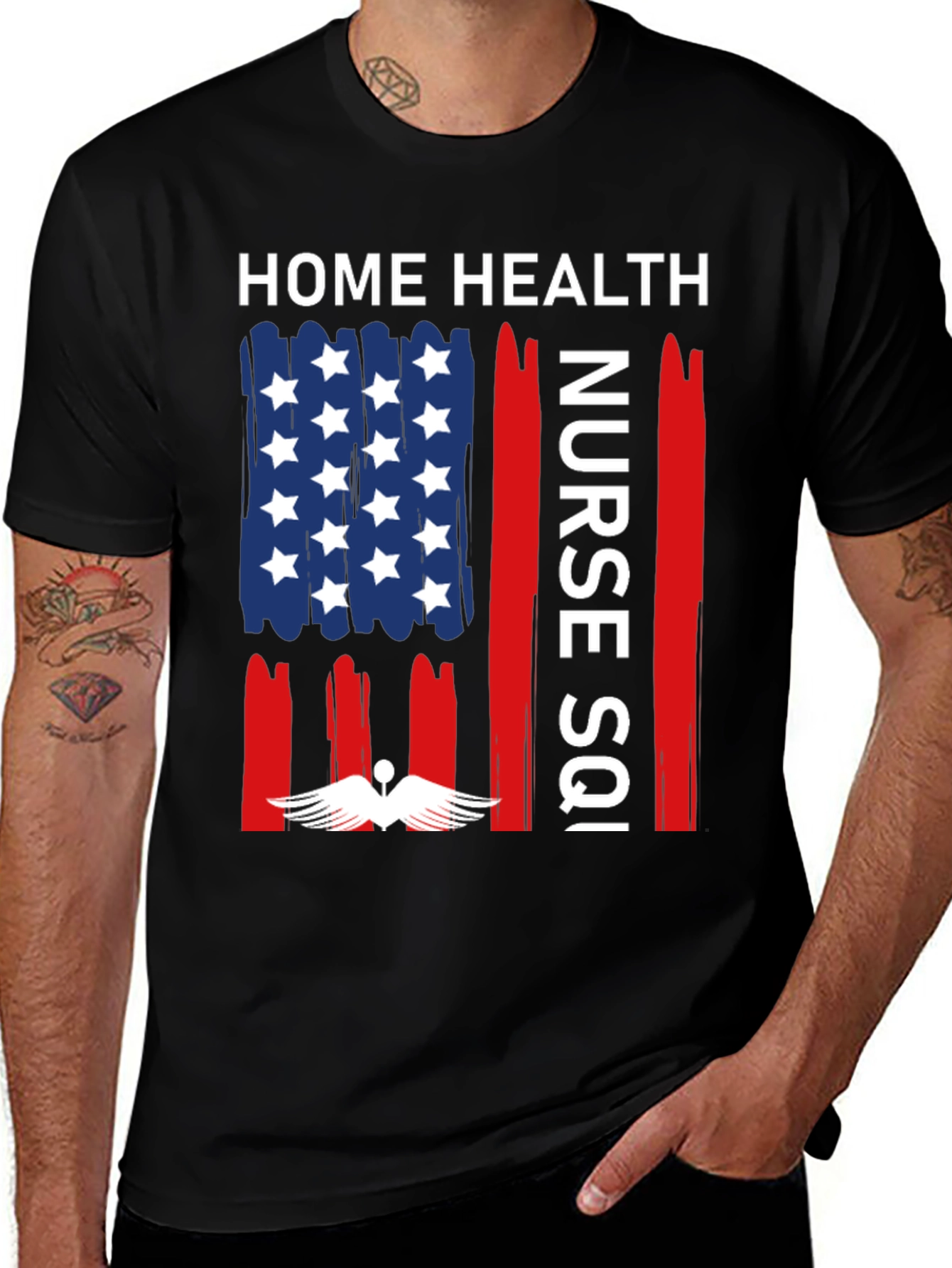 Variant 10 of Home Health Nurse T-Shirt - Patriotic Design