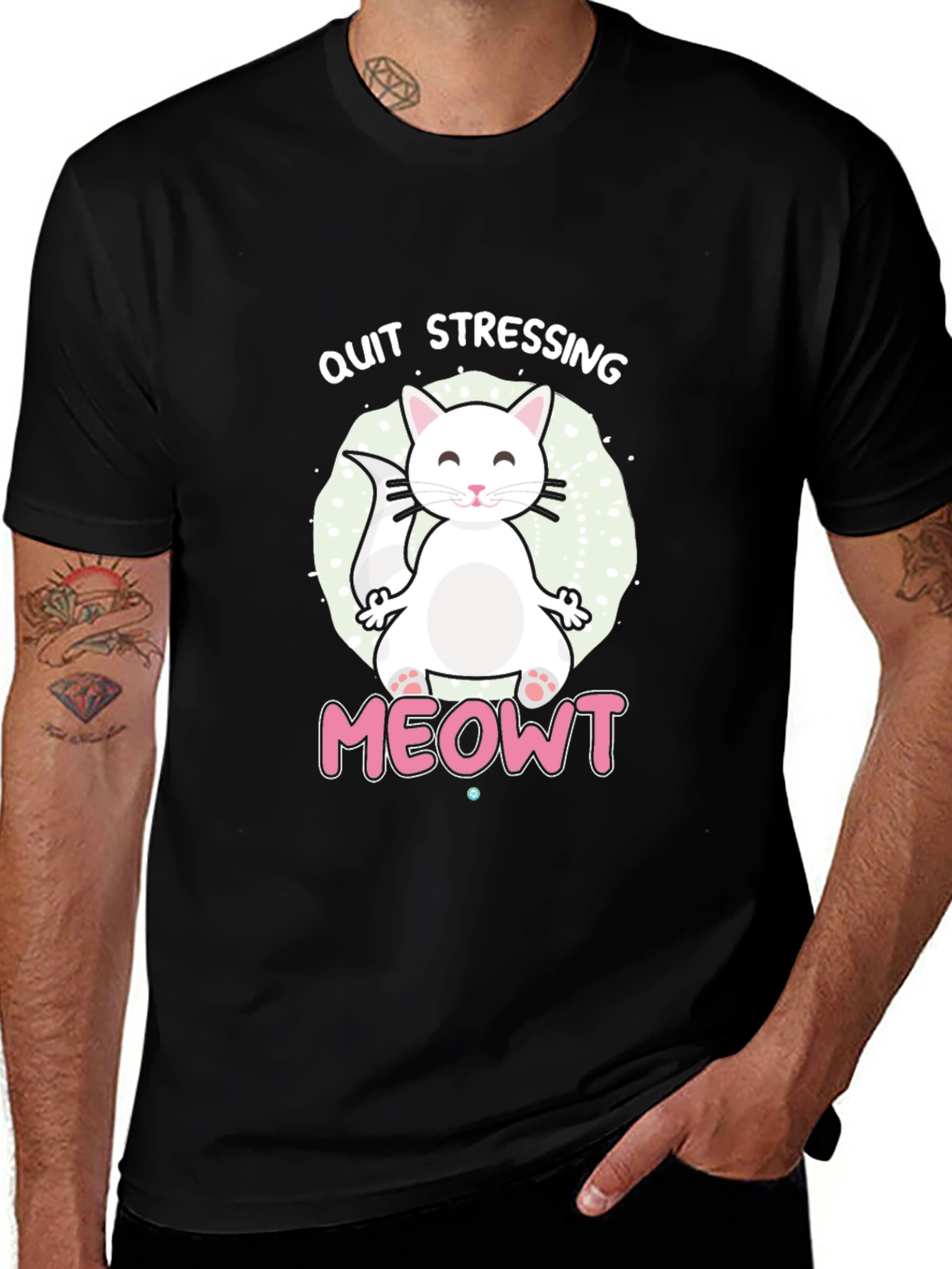 Variant 5 of Quit Stressing Meowt T-Shirt - Yoga Cat