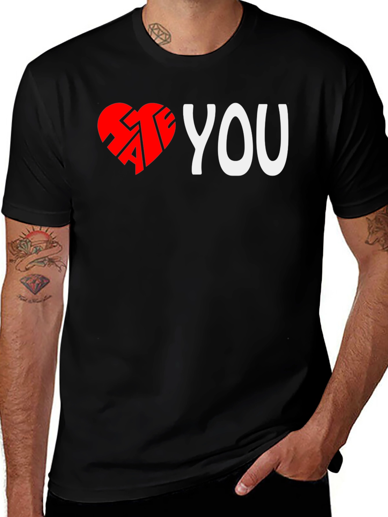 Variant 17 of I Hate You Graphic T-Shirt - Black Crew Neck Tee