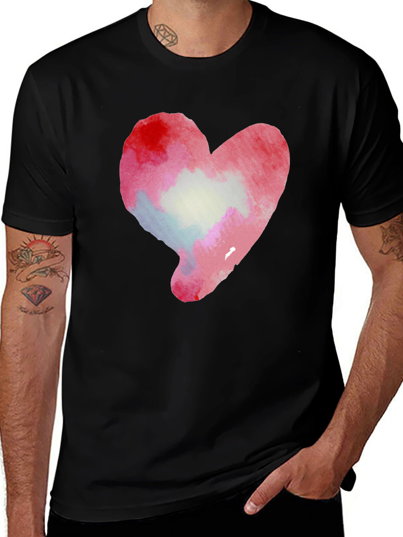 Variant 6 of Watercolor Heart Black T-Shirt