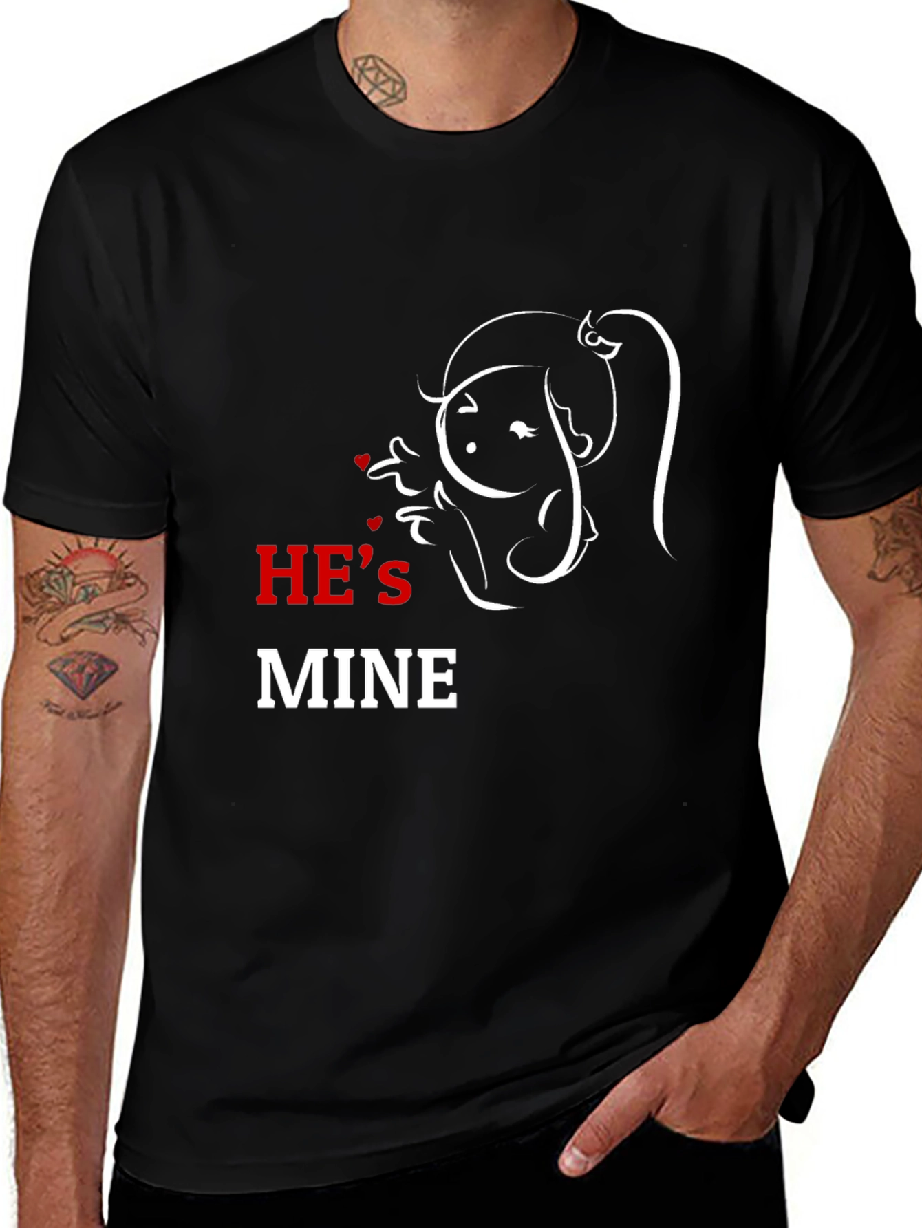 He's Mine Graphic T-Shirt - Black Cotton Blend