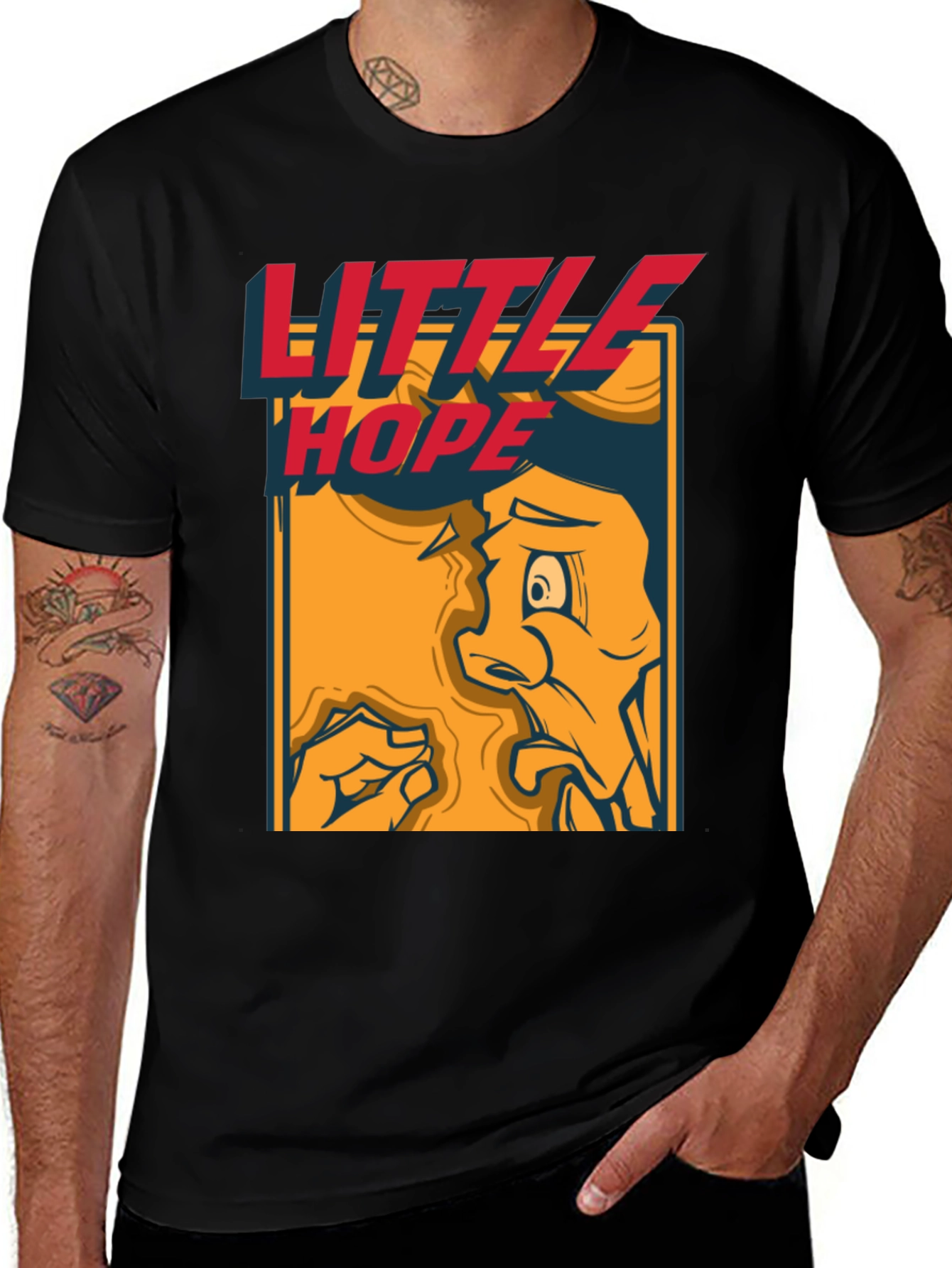 Variant 26 of Little Hope Graphic Tee - Black Crew Neck T-Shirt