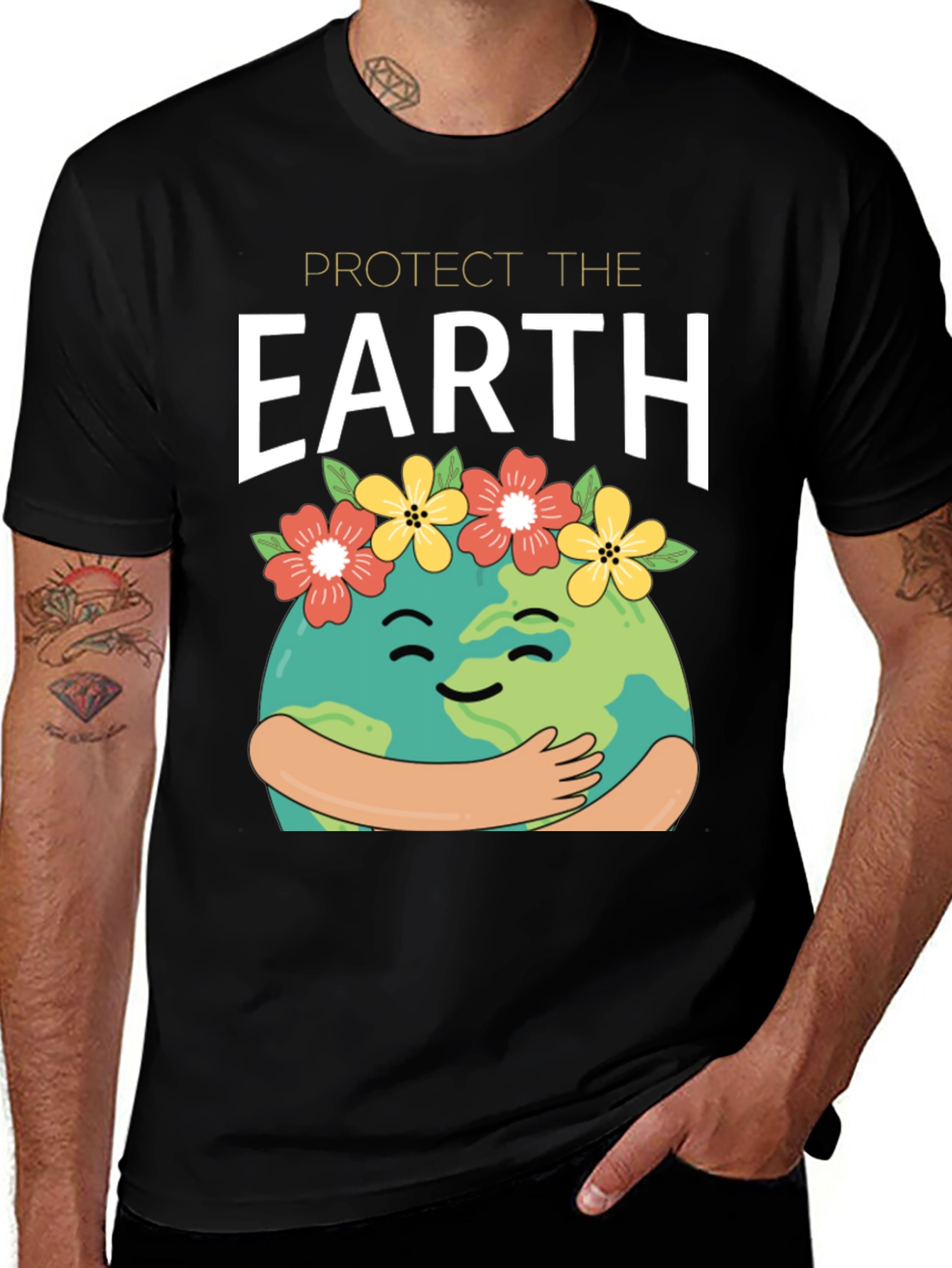 Variant 14 of Protect the Earth T-Shirt - Floral Earth Hug Tee