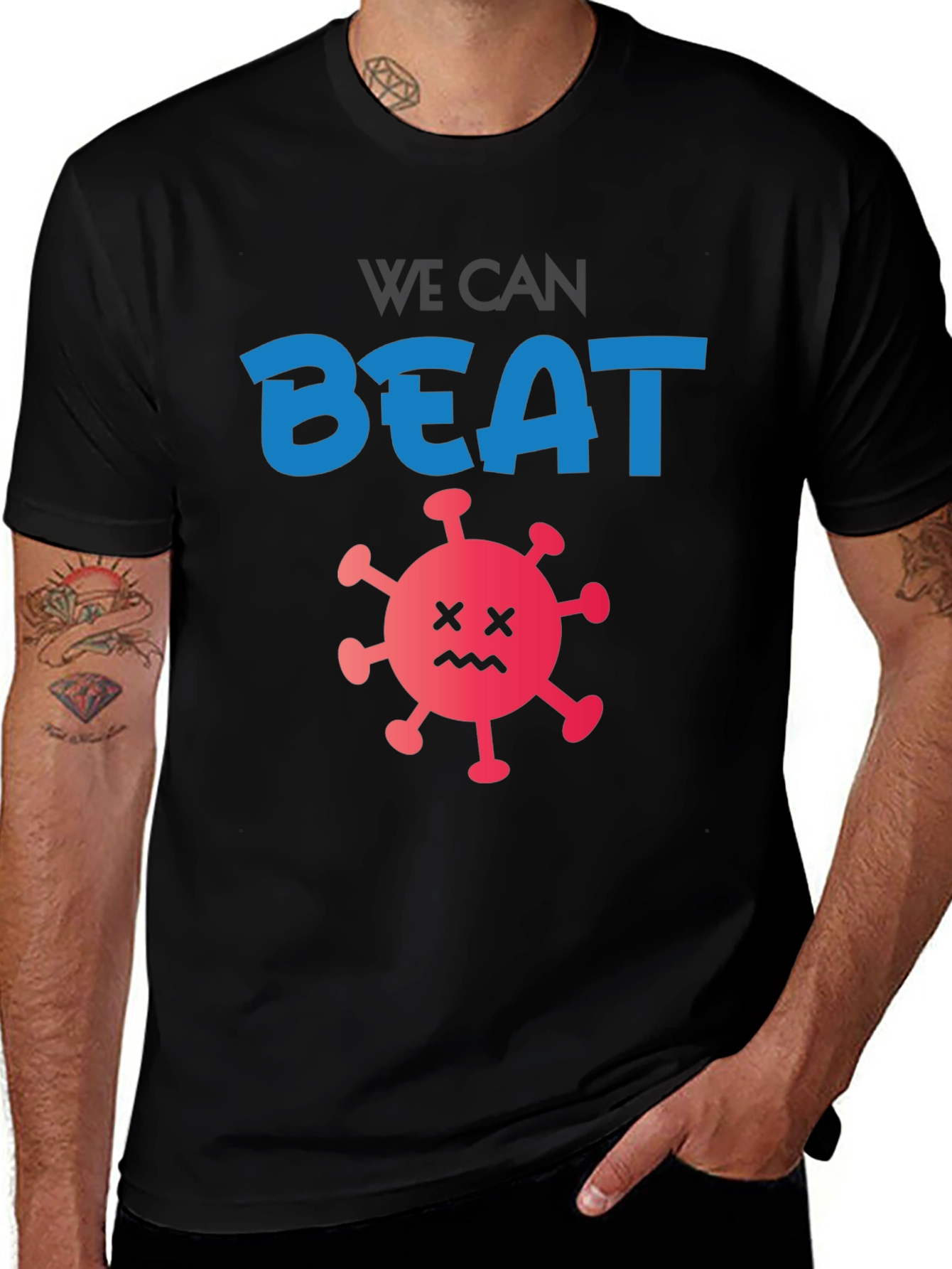 Variant 16 of We Can Beat It Black Graphic T-Shirt