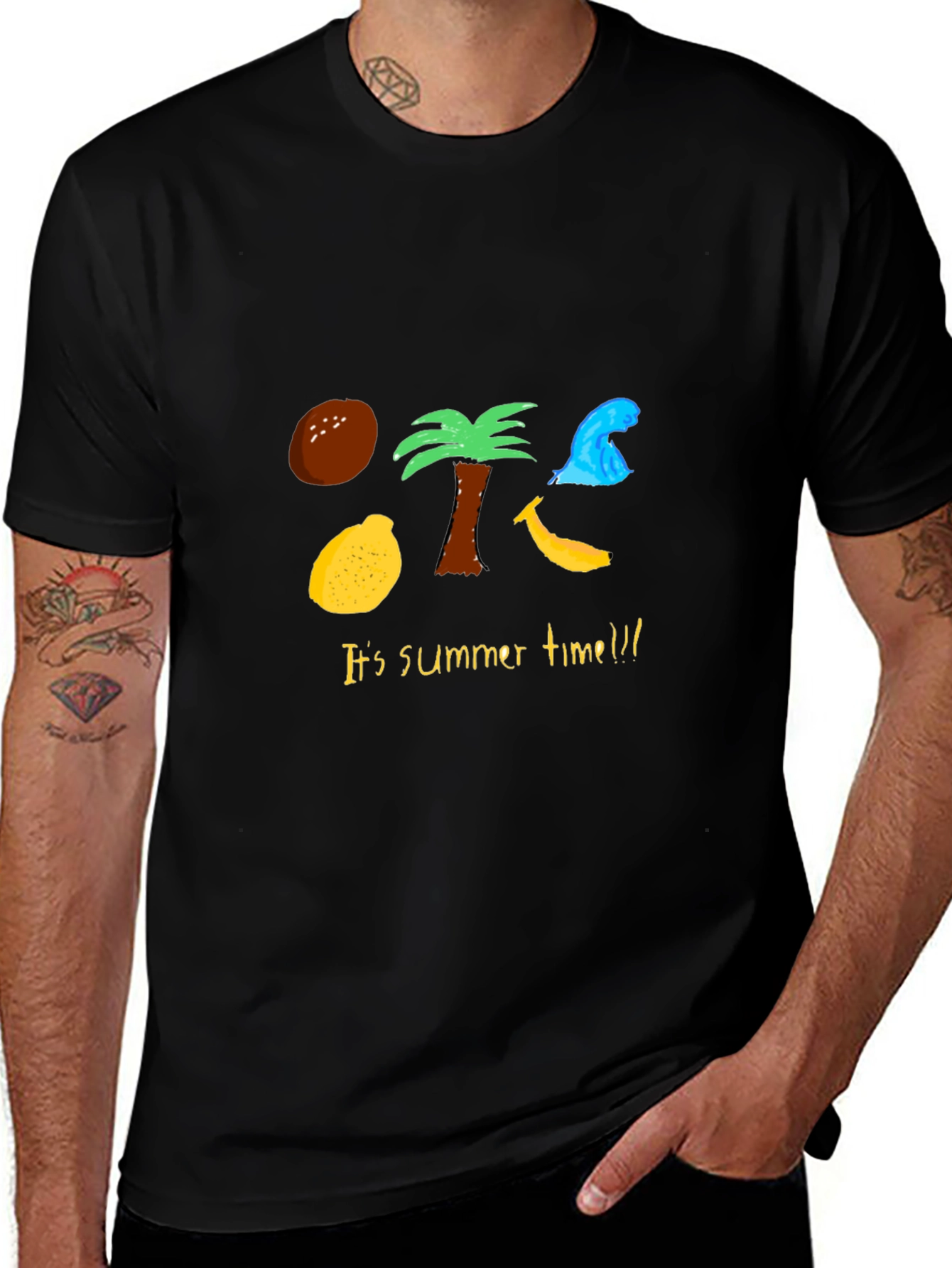Variant 18 of Summer Time Graphic Tee - Men's Black T-Shirt