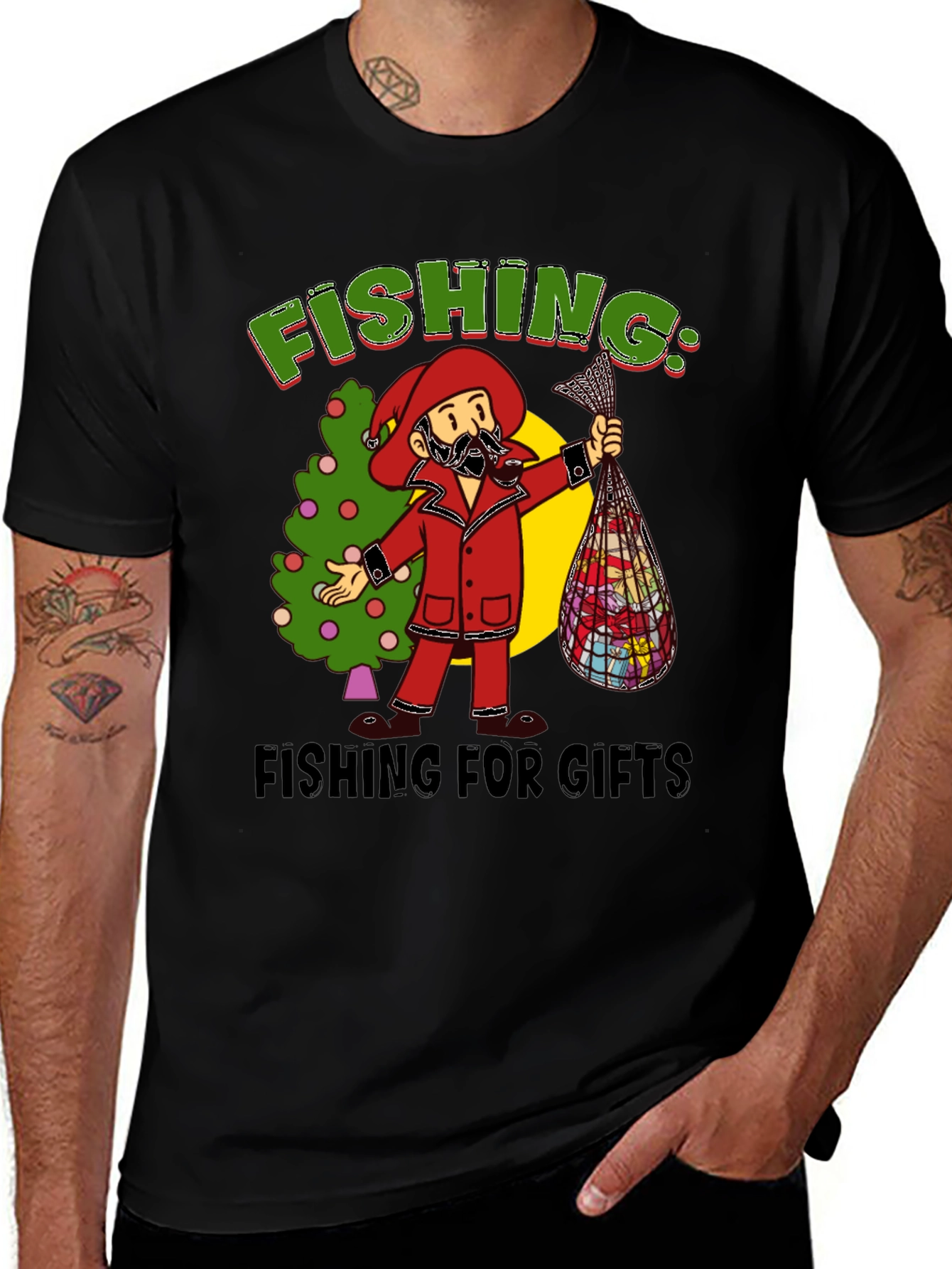 Variant 20 of Festive Fishing for Gifts Graphic Tee