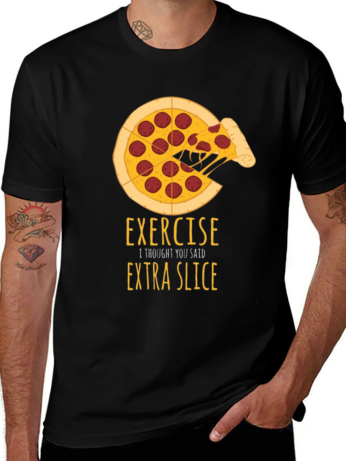 Variant 26 of Funny Pizza Extra Slice Graphic T-Shirt