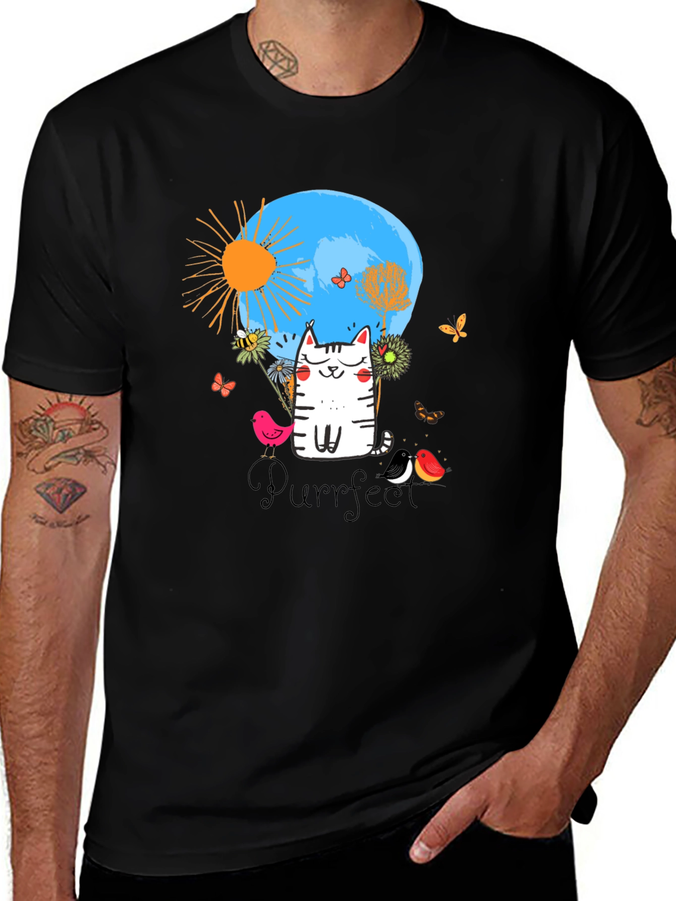Variant 12 of Purrfect Cat Graphic Tee - Fun & Stylish