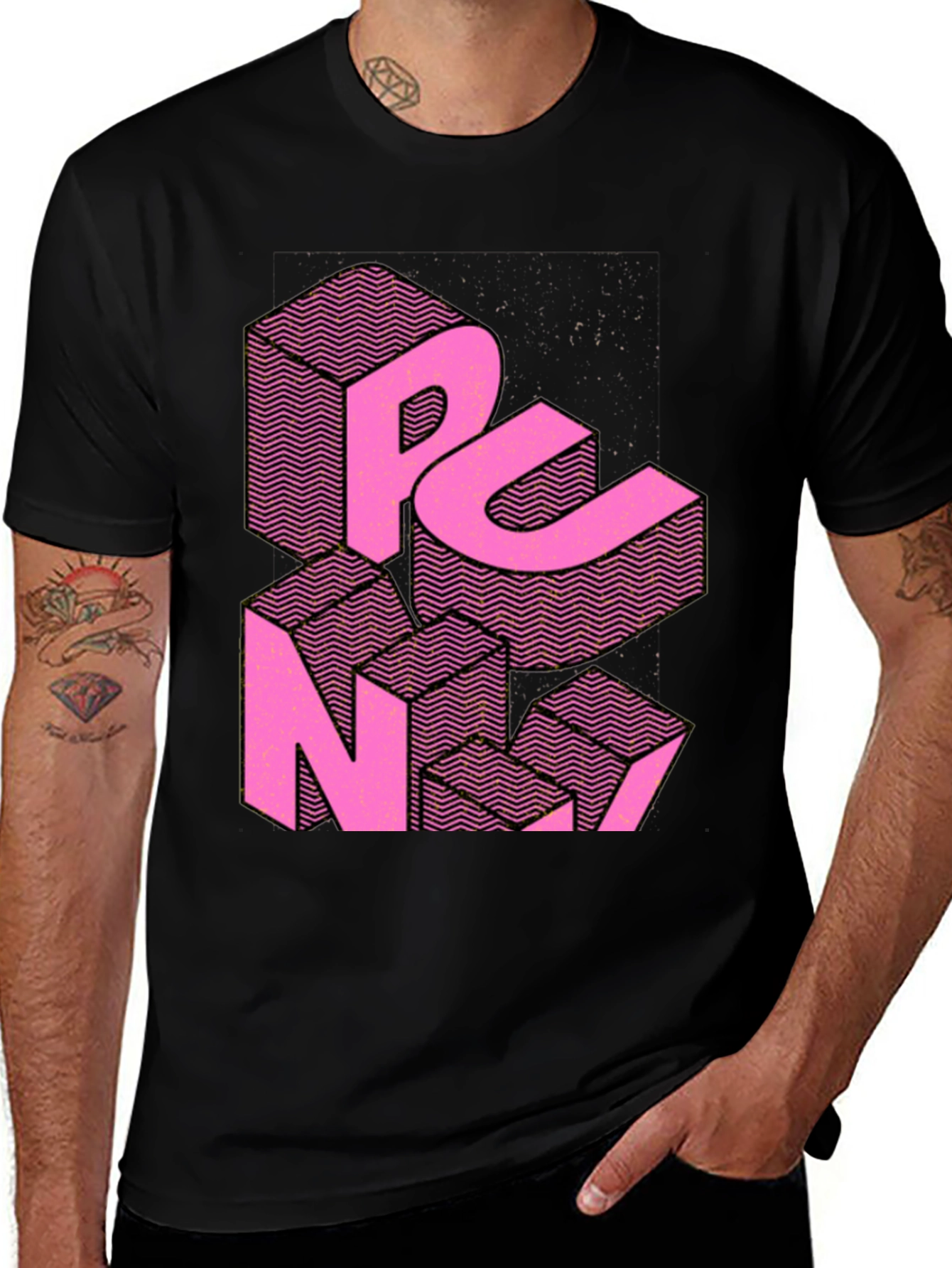 Variant 12 of PCNV Graphic Tee - Retro Pink on Black