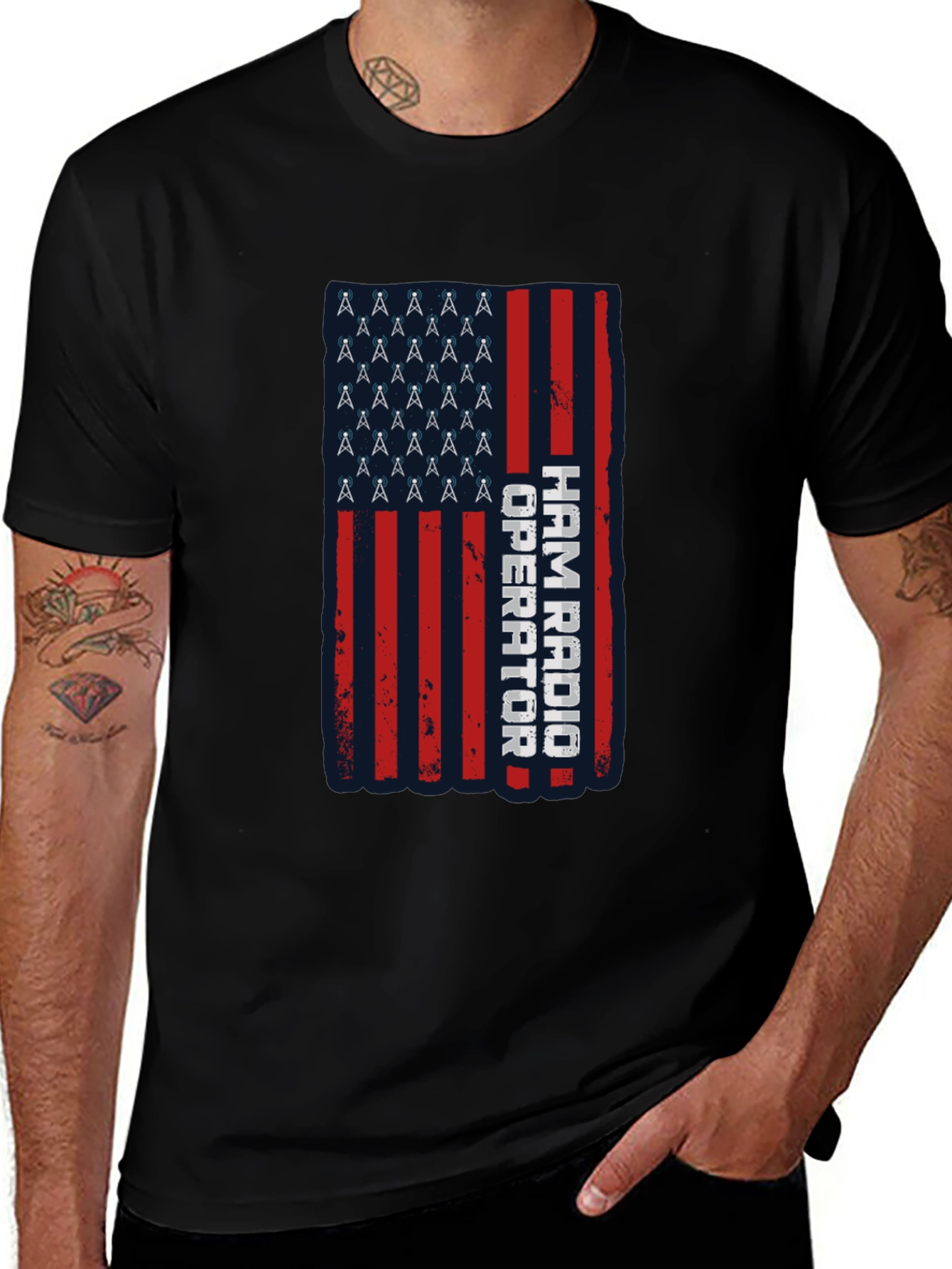 Variant 20 of Ham Radio Operator American Flag T-Shirt