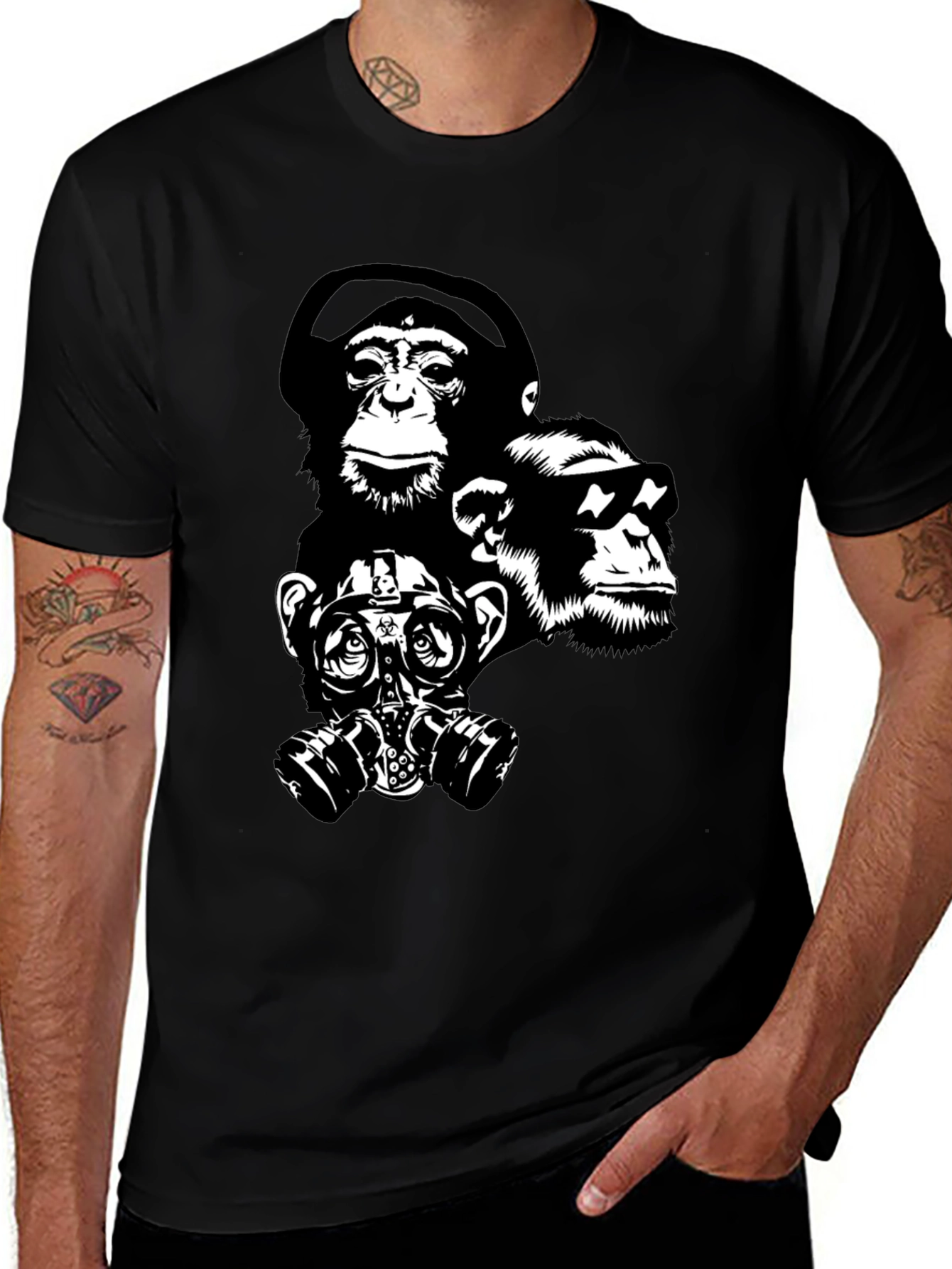 Variant 11 of Ape Squad Black T-Shirt - Cool Monkey Design