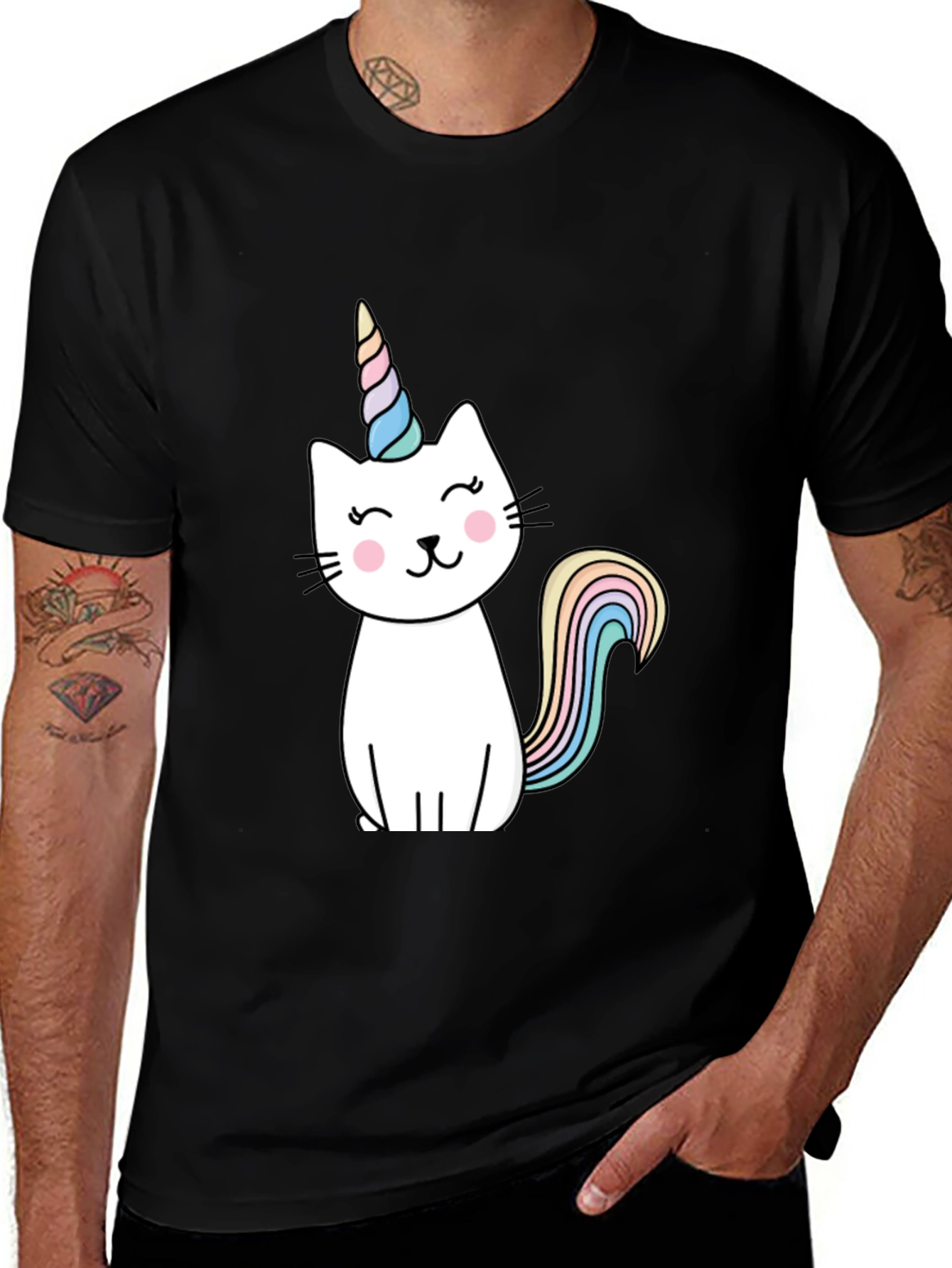 Black Unicat T-Shirt - Black, Cotton Blend, Cute Design main image