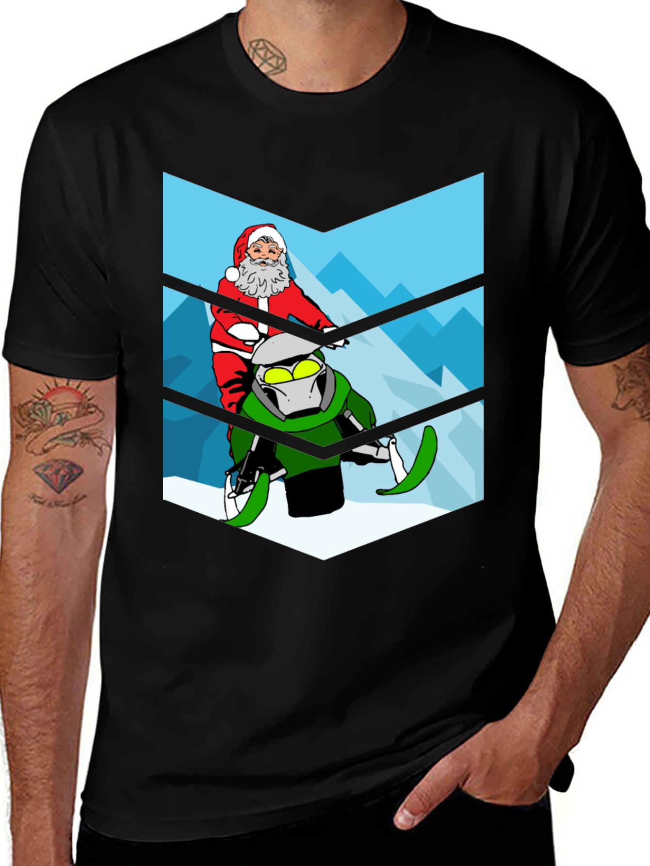 Santa on a Snowmobile Graphic Tee