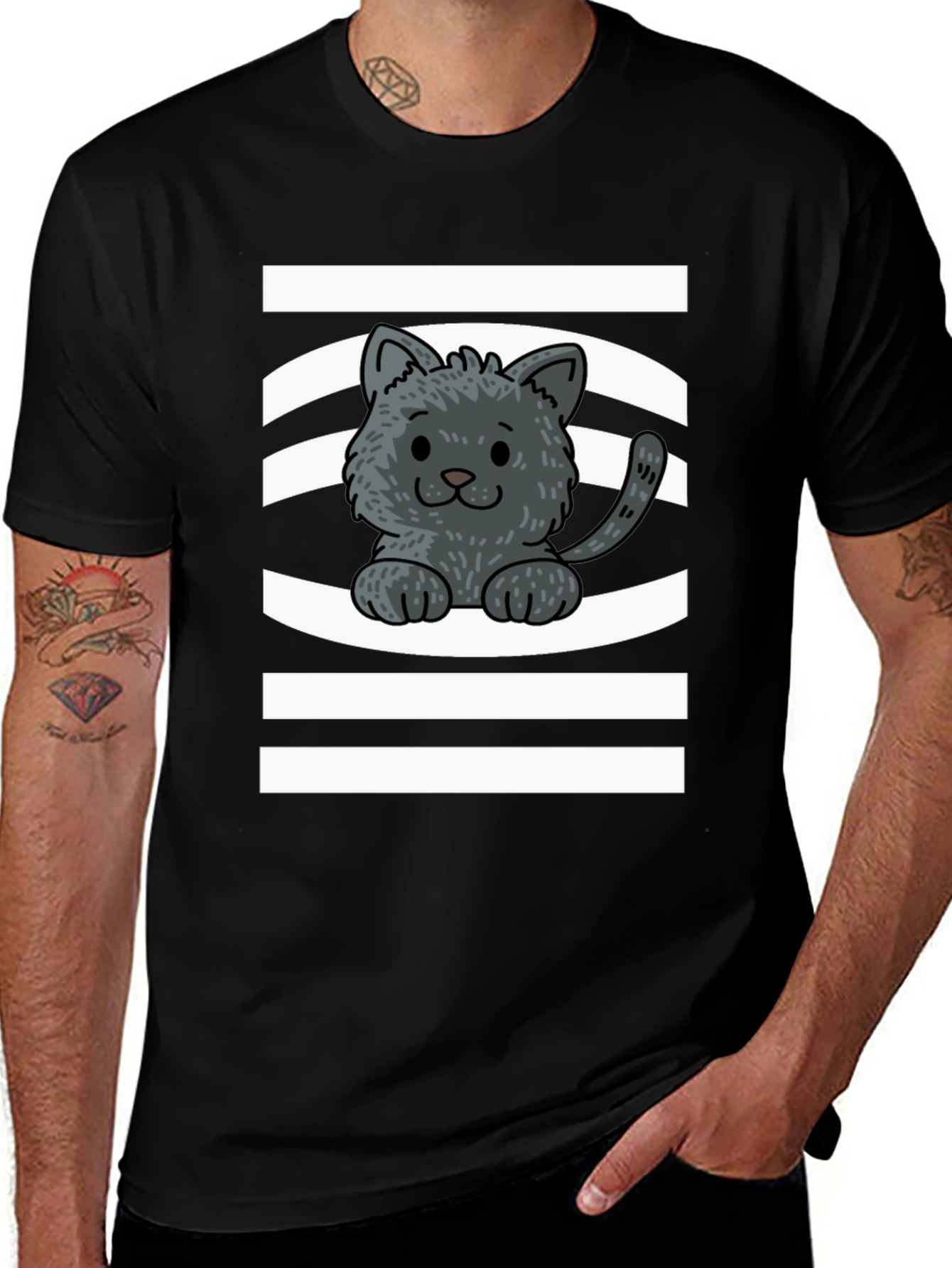 Variant 3 of Cute Kitten Graphic Tee - Unisex Black T-Shirt
