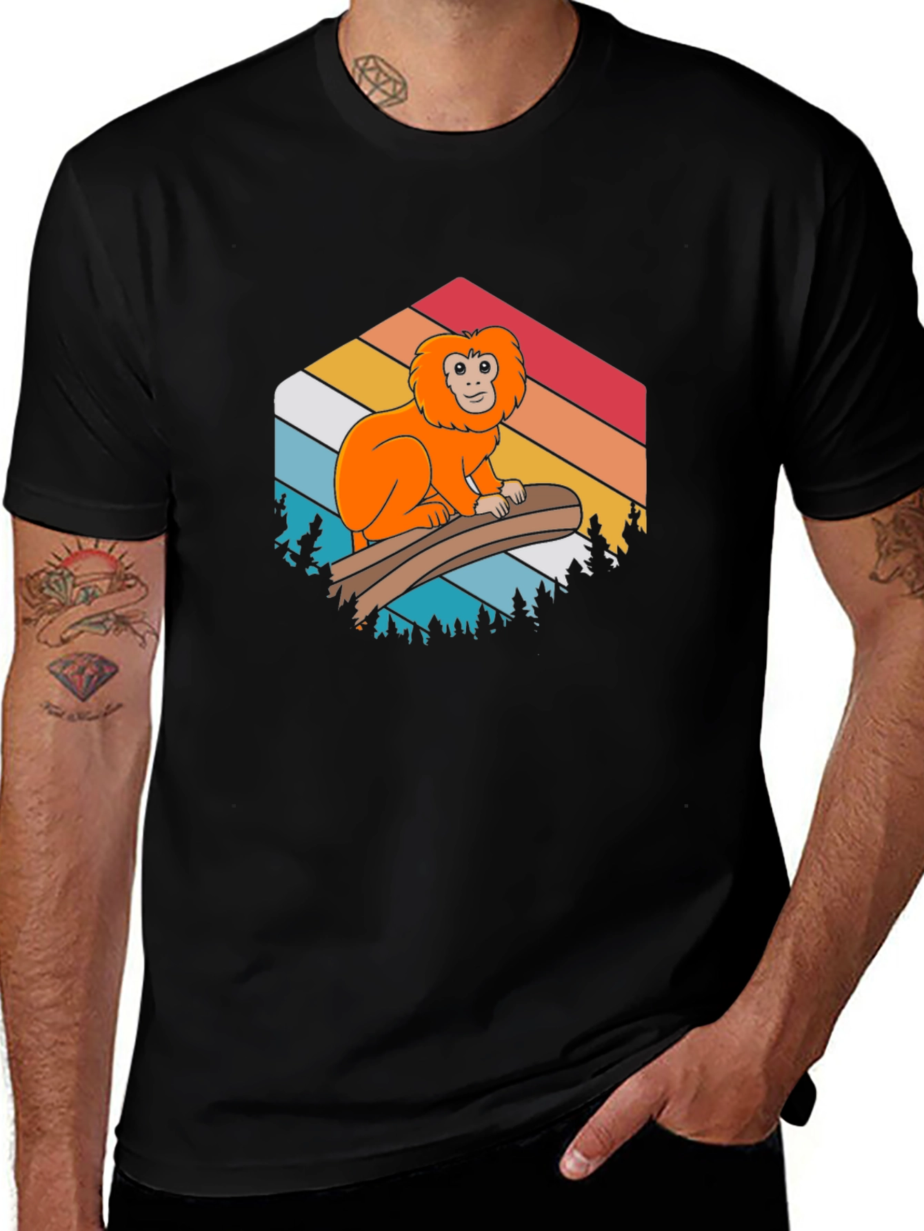 Variant 29 of Golden Lion Tamarin Retro Style T-Shirt