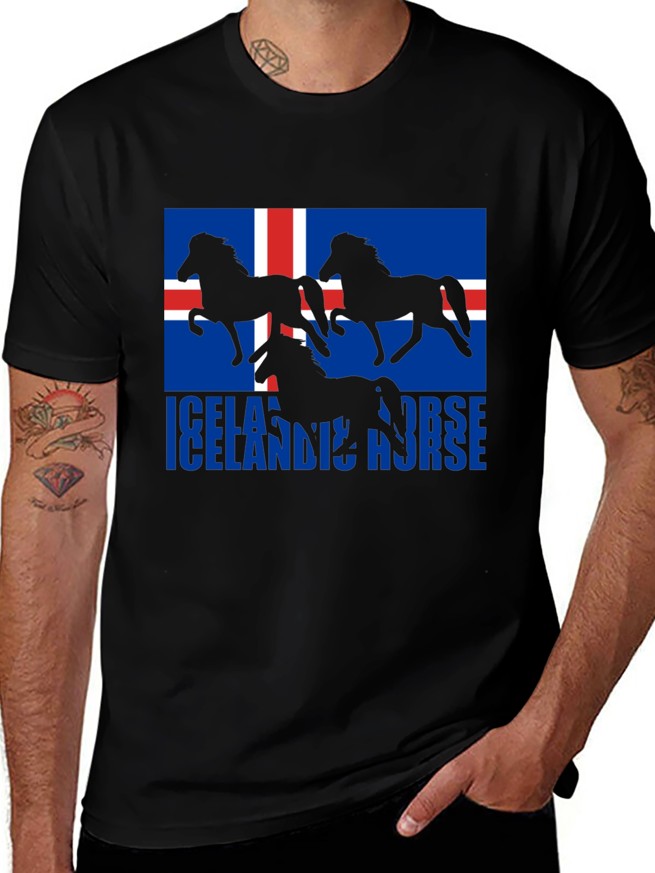 Icelandic Horse T-Shirt - Unique Icelandic Flag Design