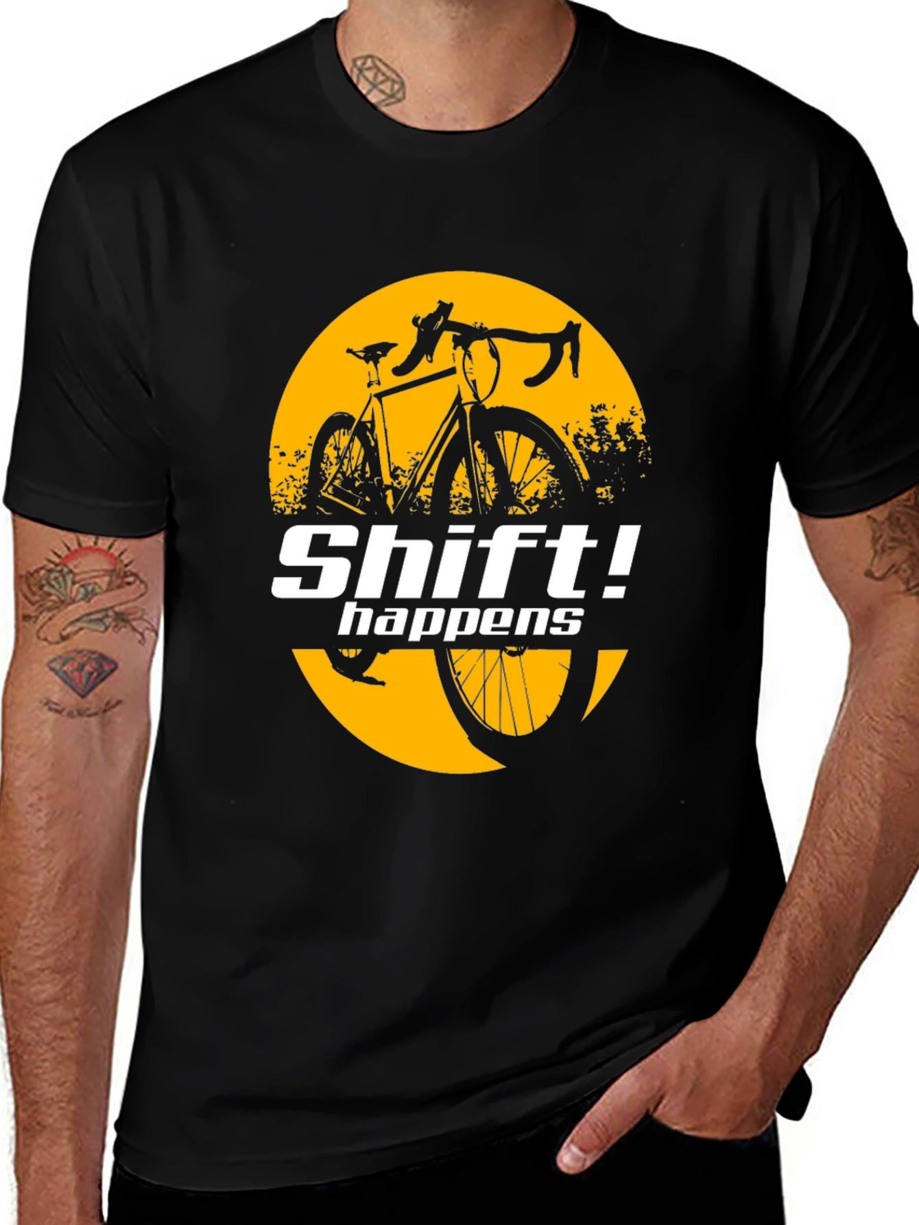 Black Shift Happens Bike Graphic T-Shirt main image