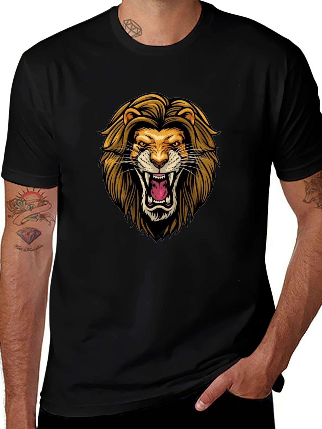 Variant 3 of Lion Graphic Black T-Shirt - Fierce Style